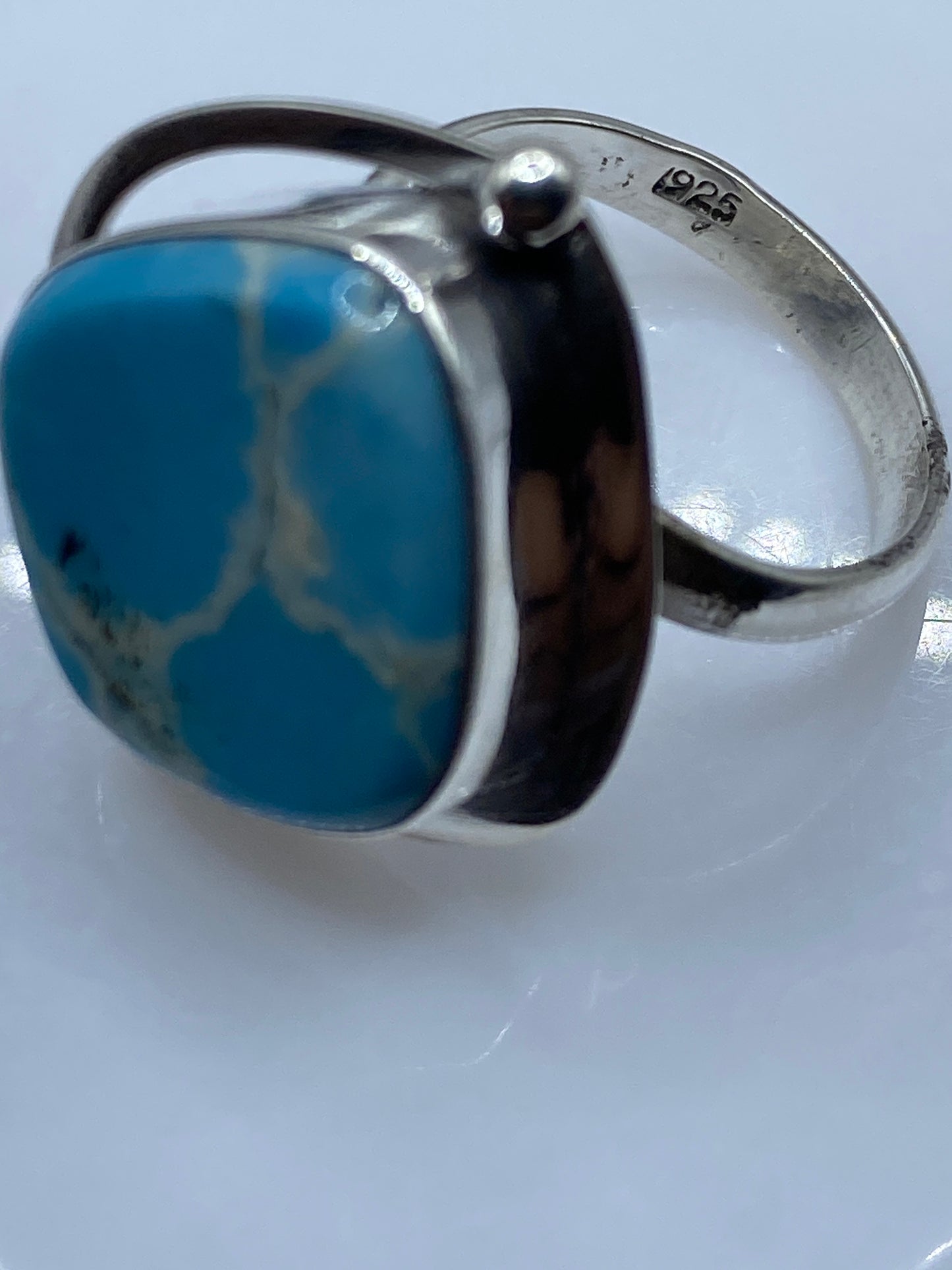 Anillo de Plata Ajustable Piedra Azul Cielo — Moderno — foto 5