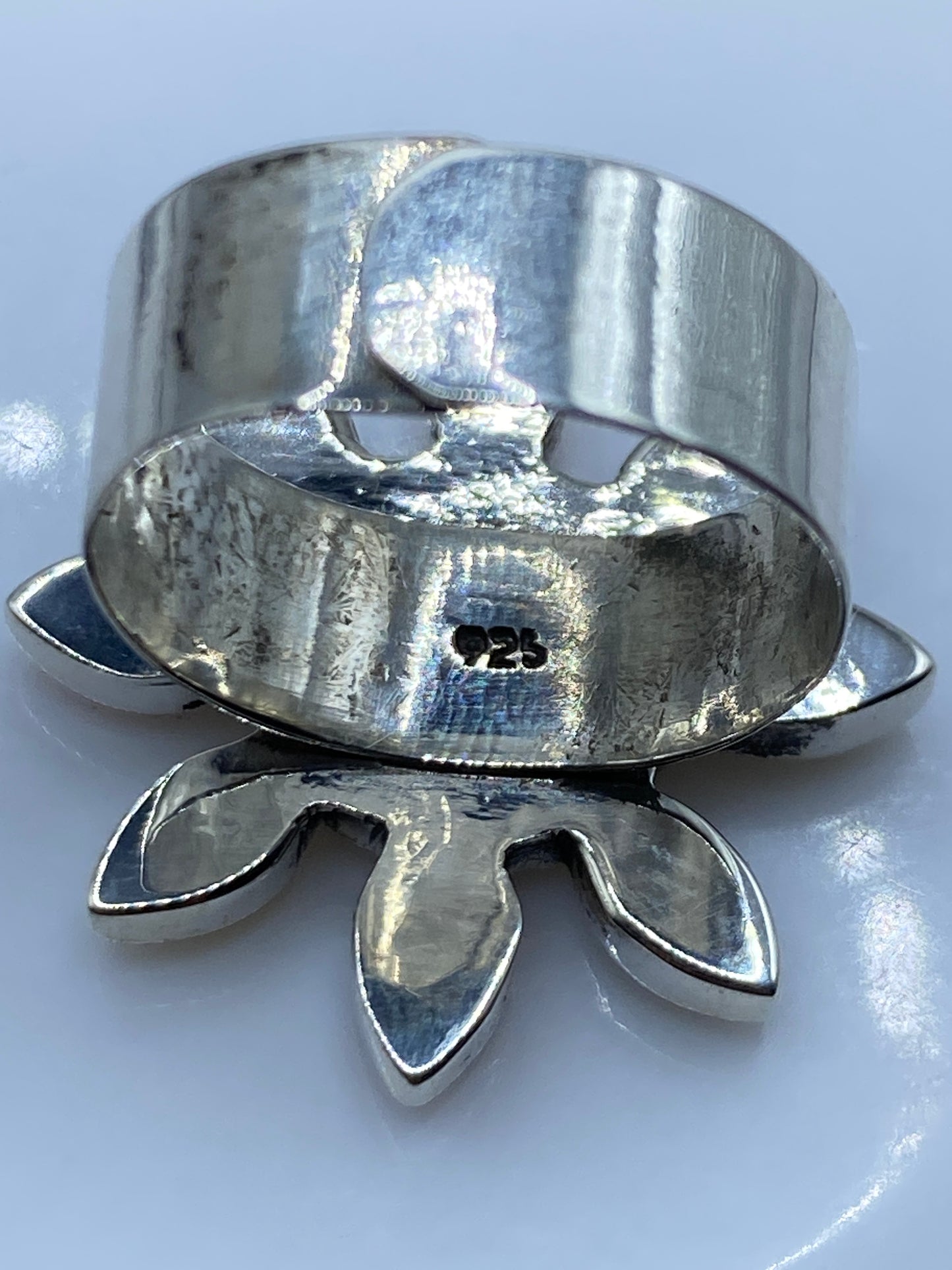 Anillo Floral de Plata Piedras Multicolor — Ajustable — foto 5