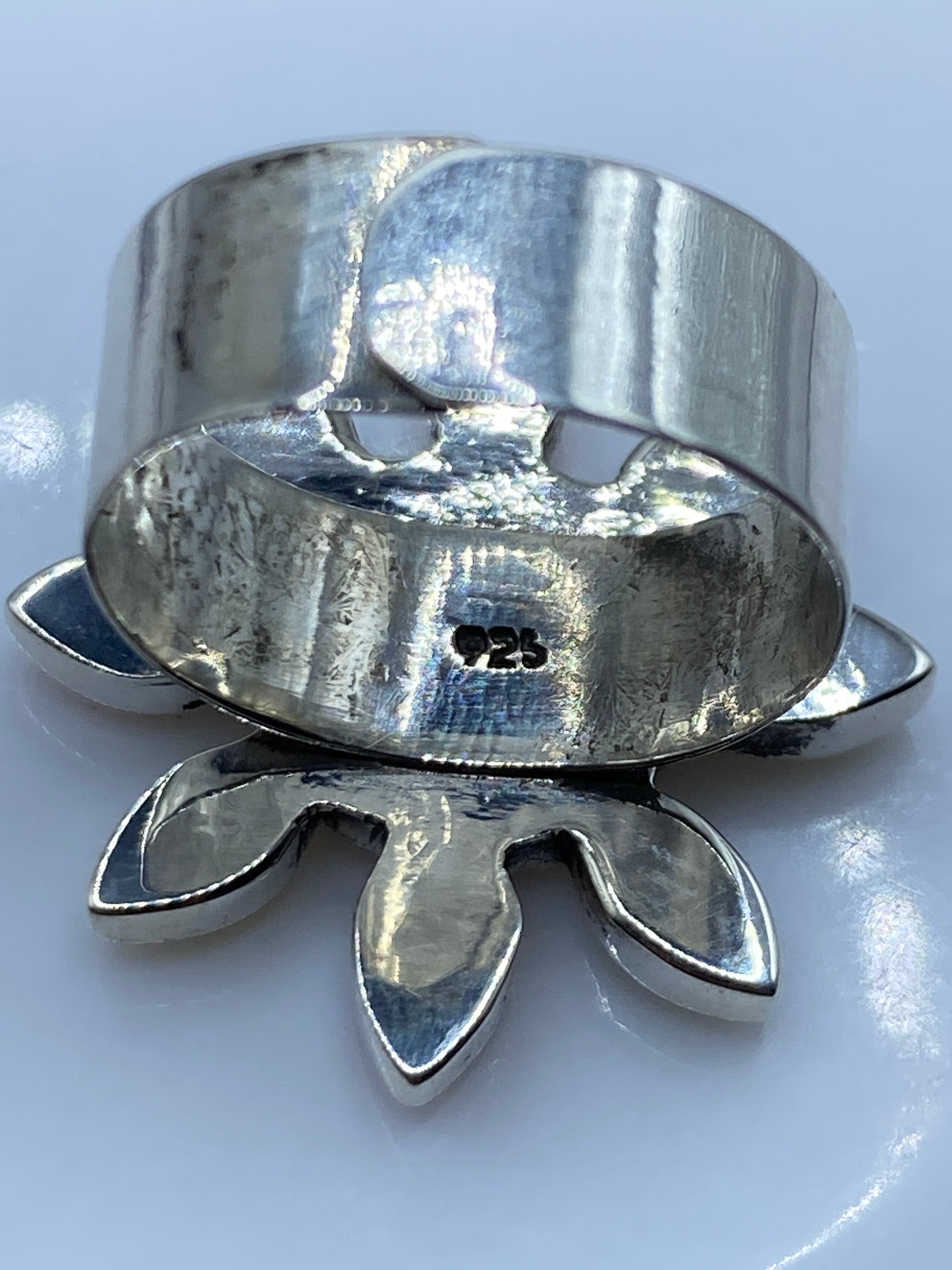 Anillo Floral de Plata Piedras Multicolor — Ajustable — foto 5