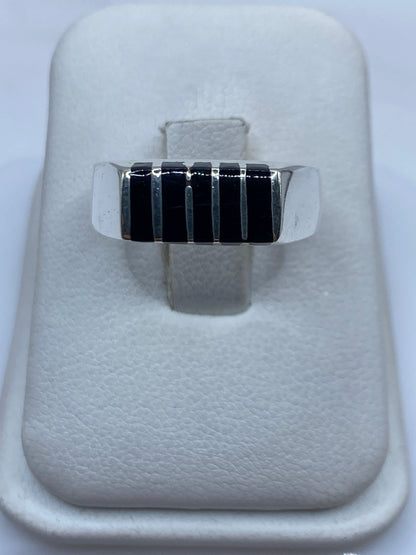 Anillo de Plata Ónix Negro Arquitectónico — Unisex Taxco — foto 1