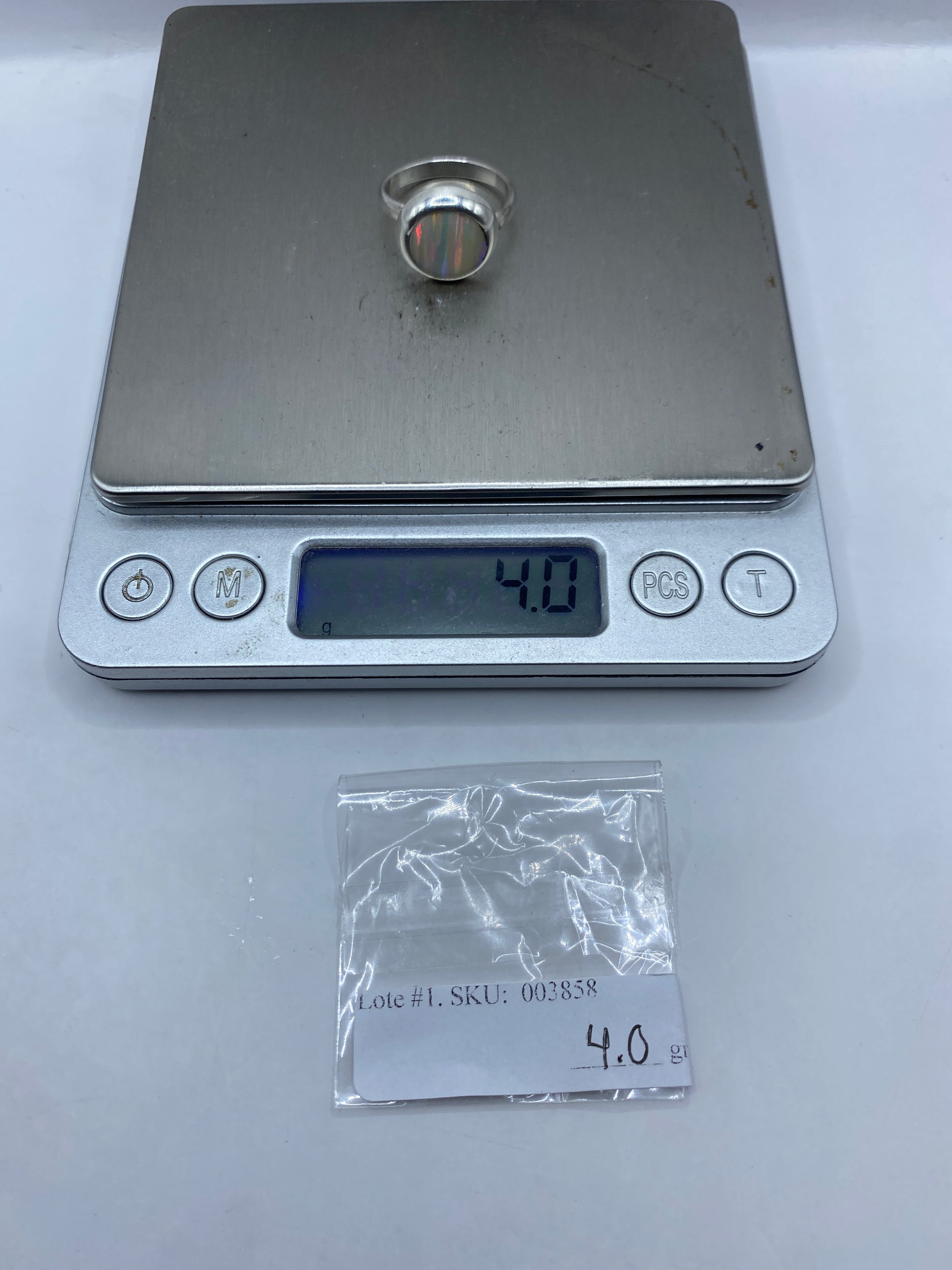Anillo Ajustable de Plata con Ópalo de Fuego Iridiscente — foto 6