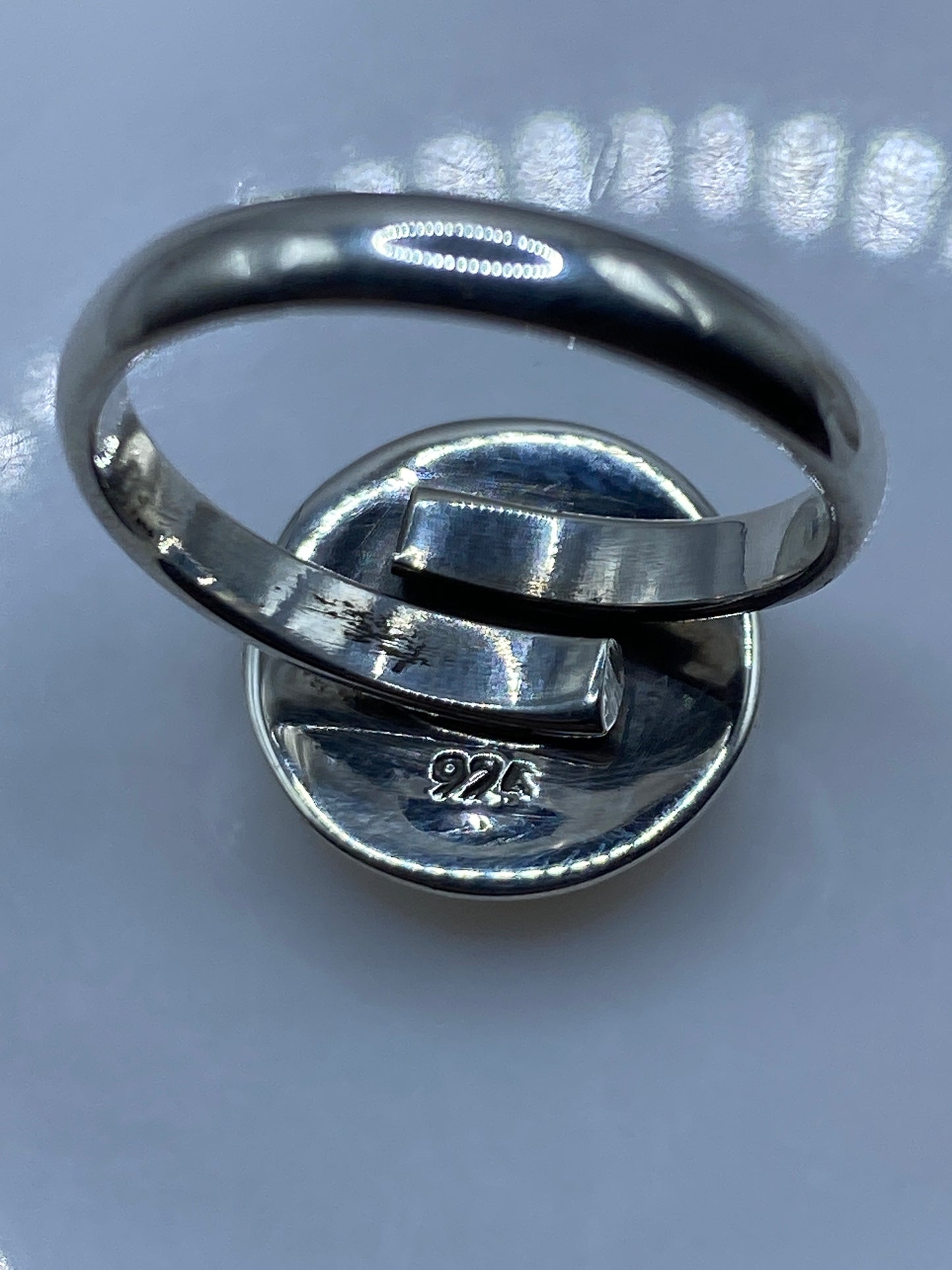 Anillo Plata Ópalo de Fuego Ajustable — Solitario Iridiscente — foto 5