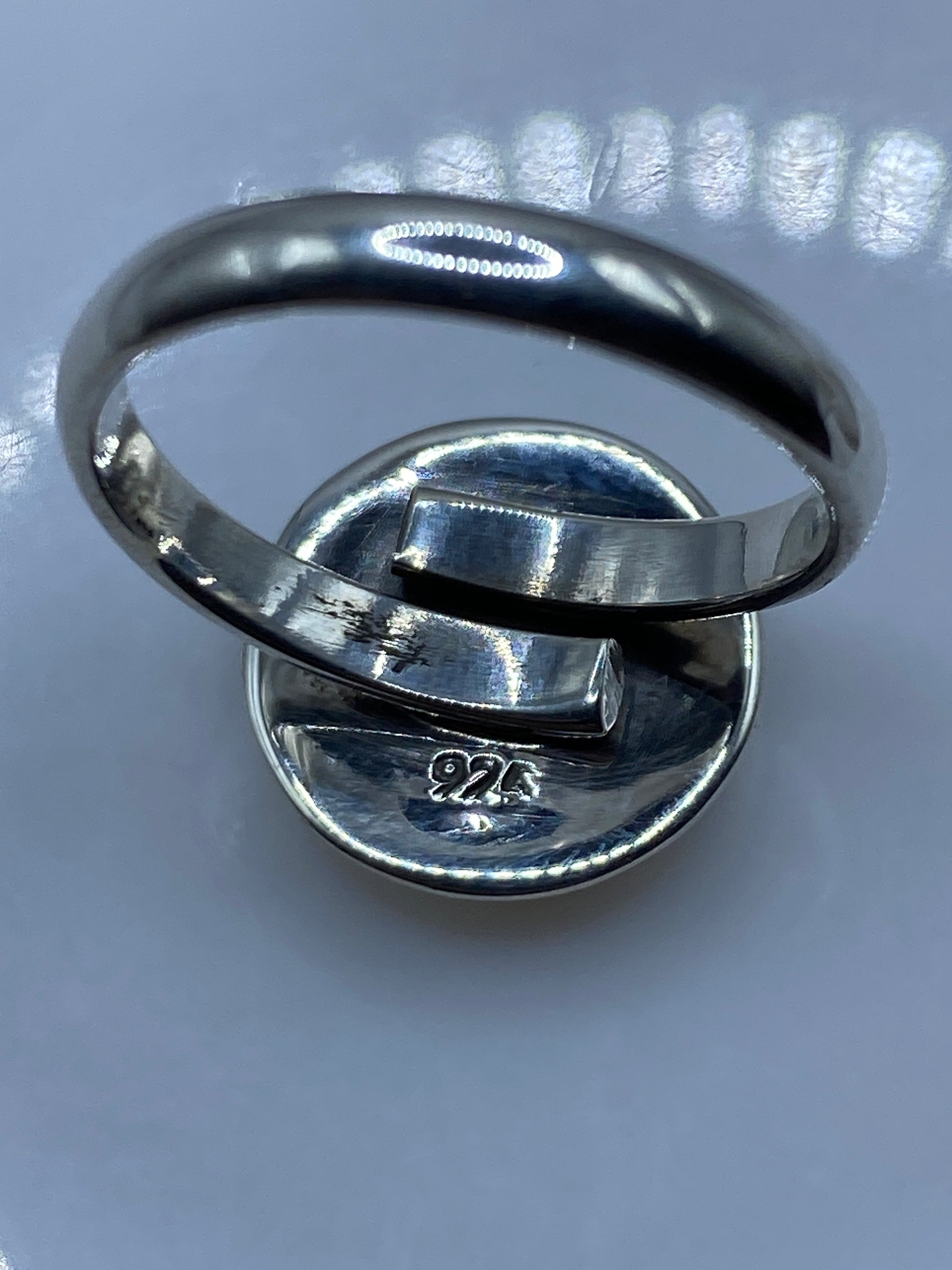Anillo Plata Ópalo de Fuego Ajustable — Solitario Iridiscente — foto 5