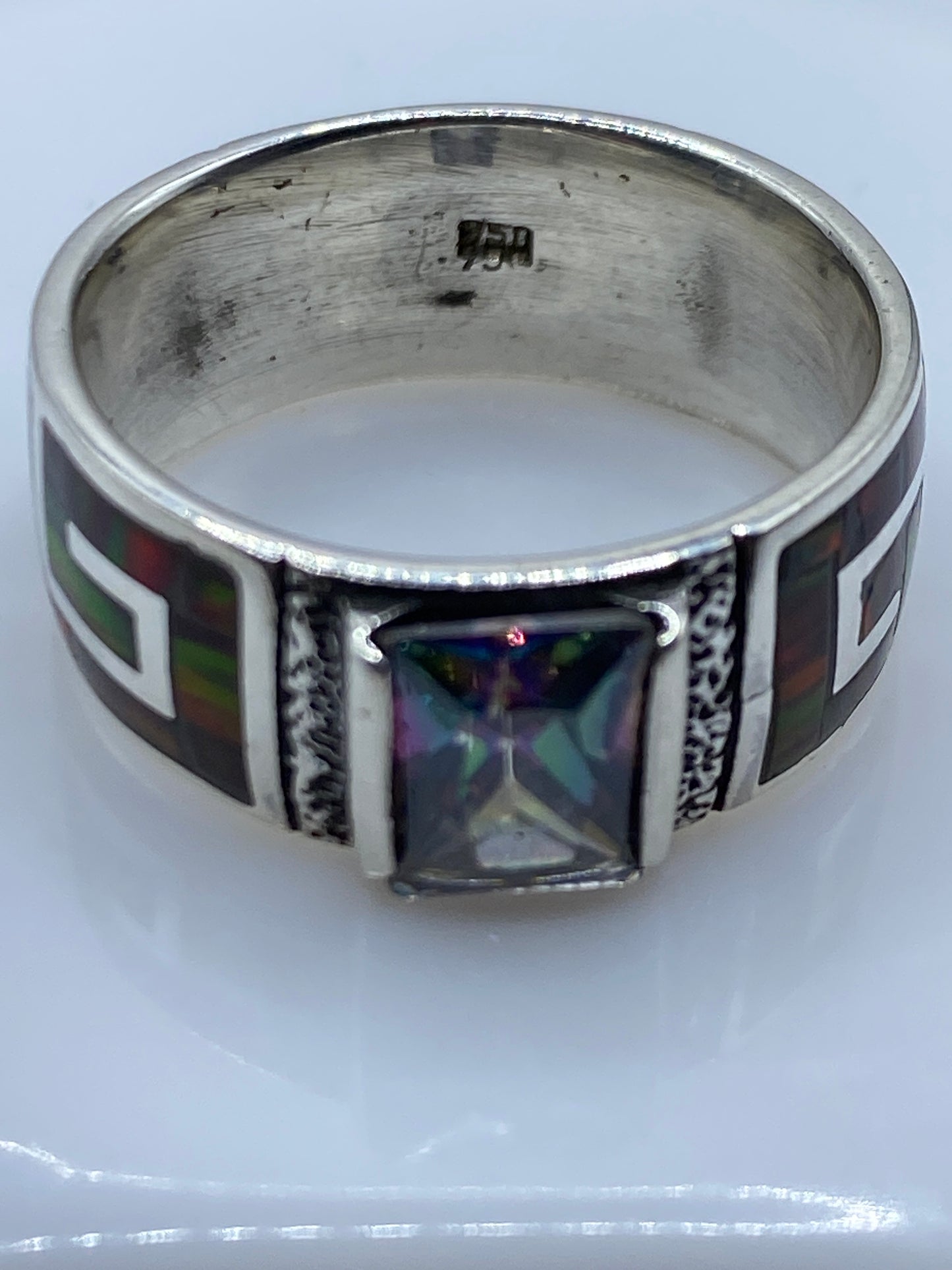 Anillo Plata .950 Ópalo de Fuego Multicolor — Geométrico — foto 5