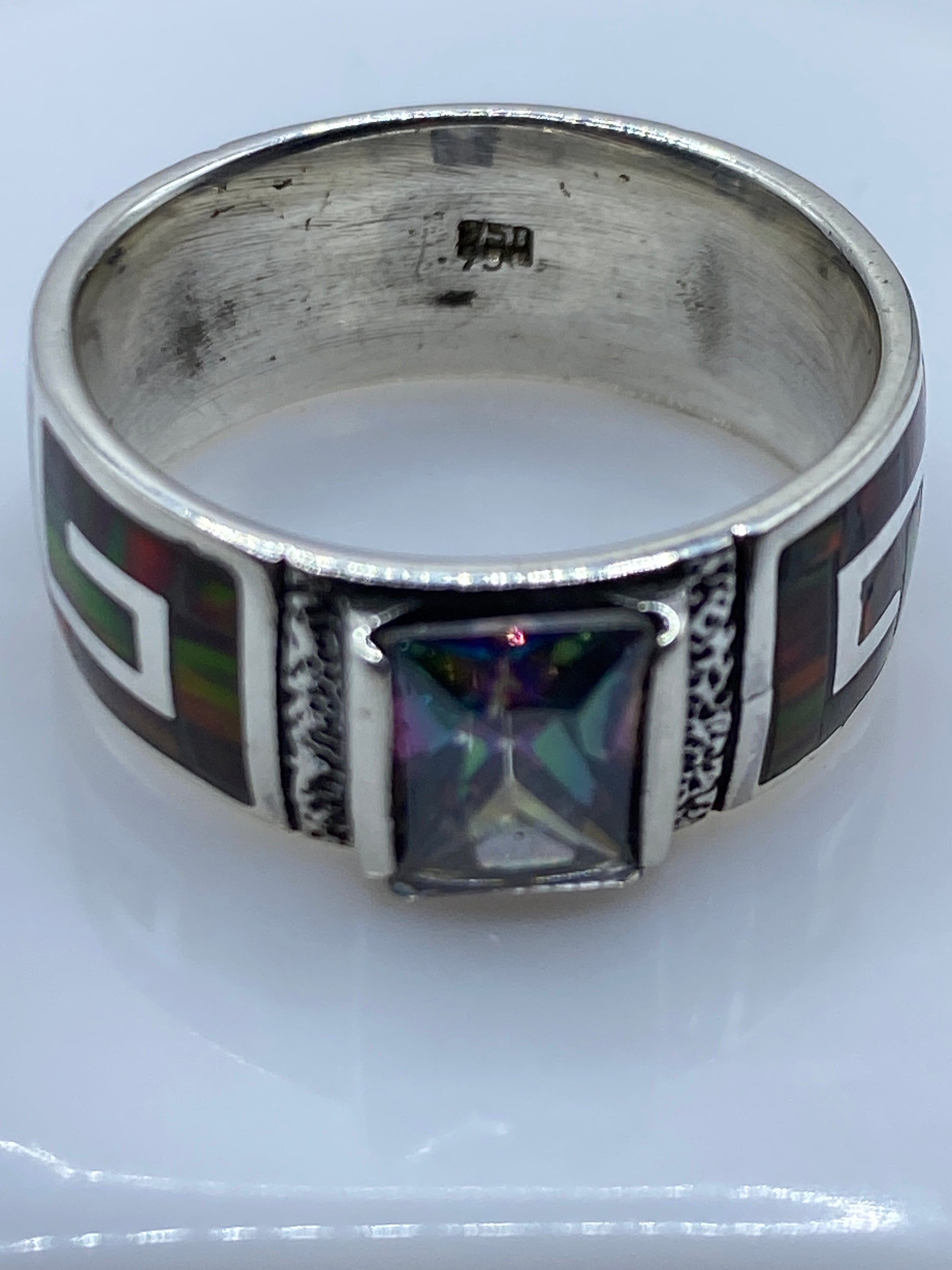 Anillo Plata .950 Ópalo de Fuego Multicolor — Geométrico — foto 5