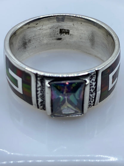 Anillo Plata .950 Ópalo de Fuego Multicolor — Geométrico — foto 5
