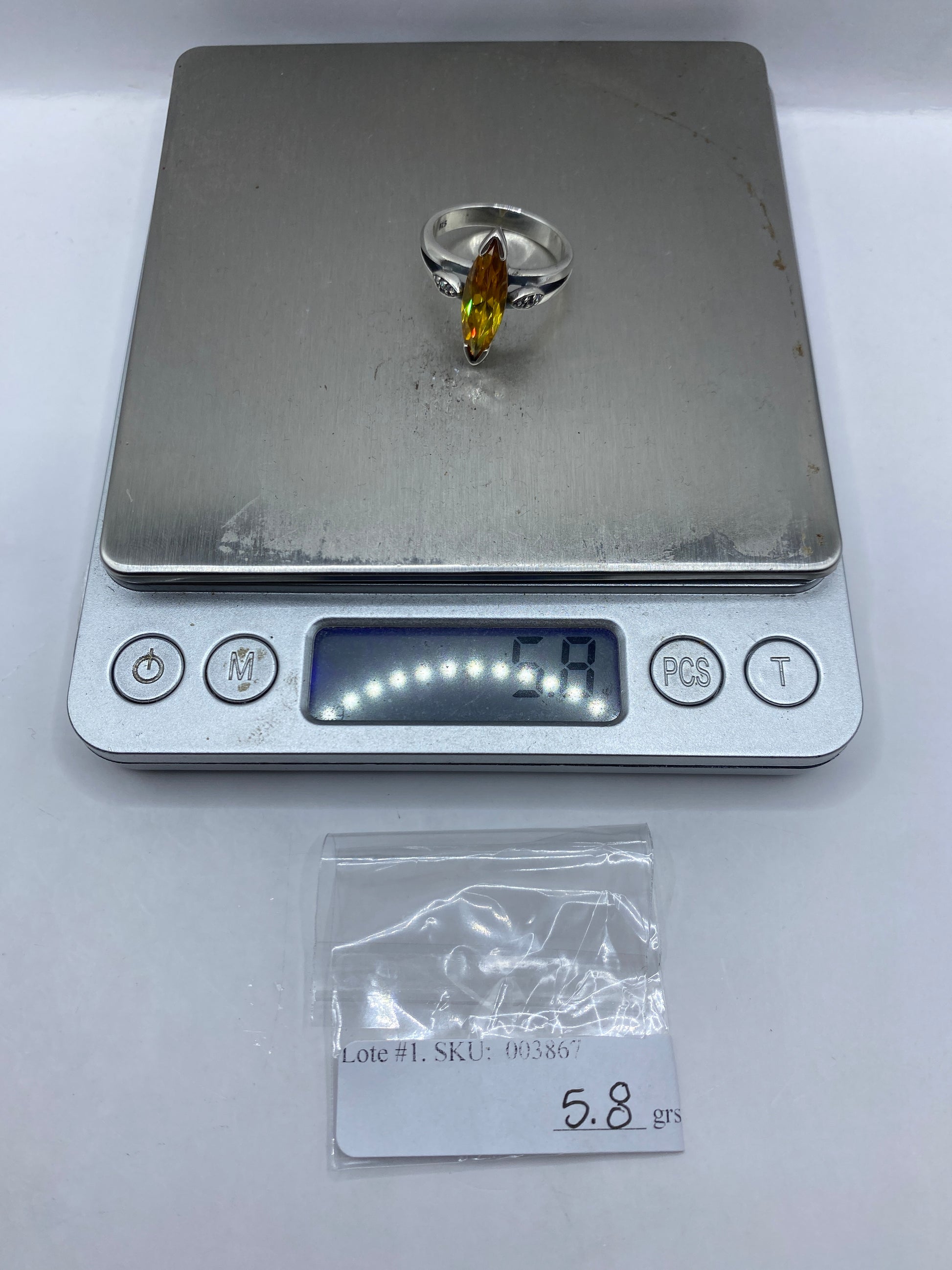 Anillo de Plata con Circonia Amarilla Talla Marquesa — foto 6