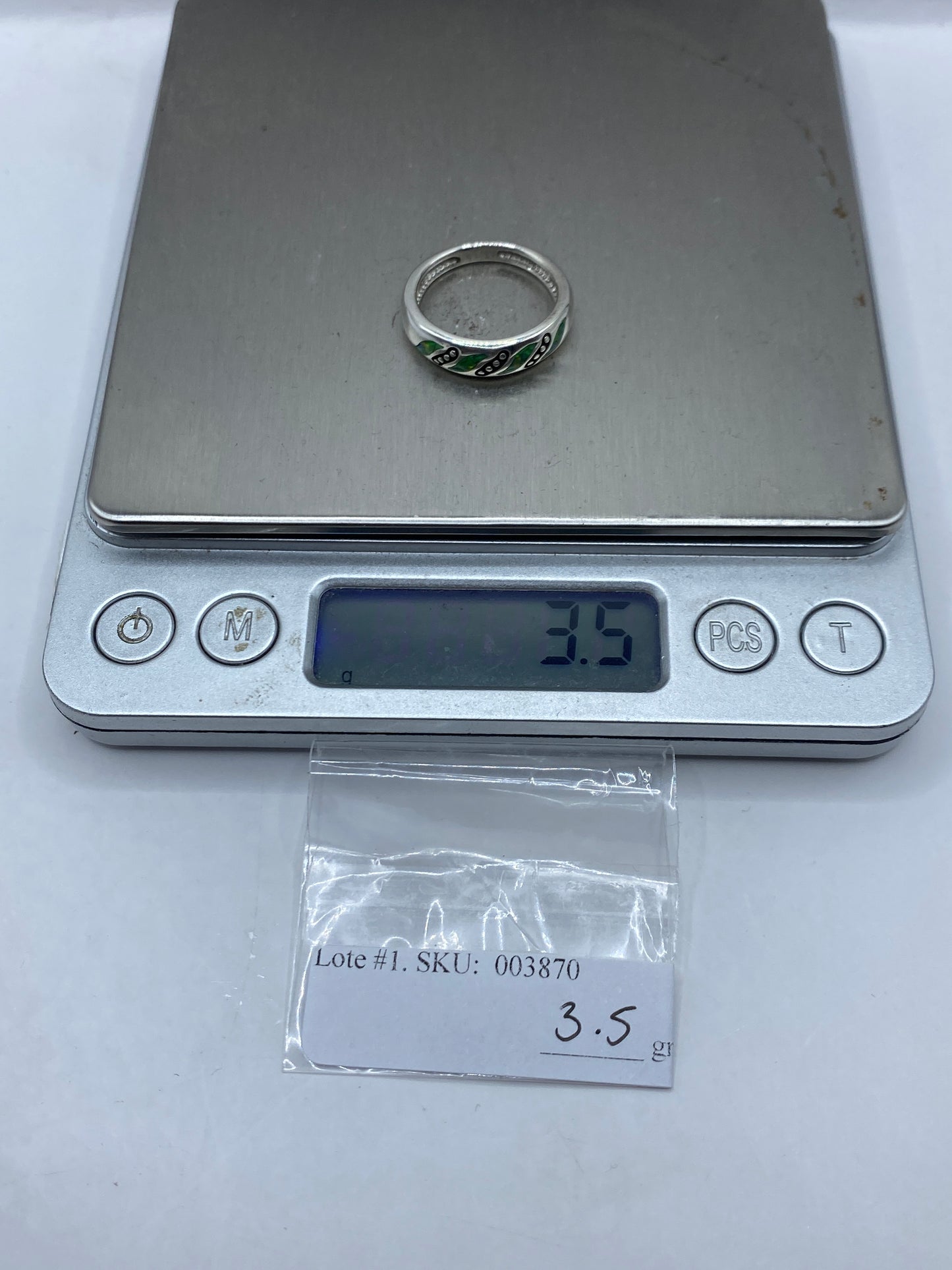 Anillo de Plata Ópalo de Fuego Verde — Diseño Étnico Taxco — foto 6
