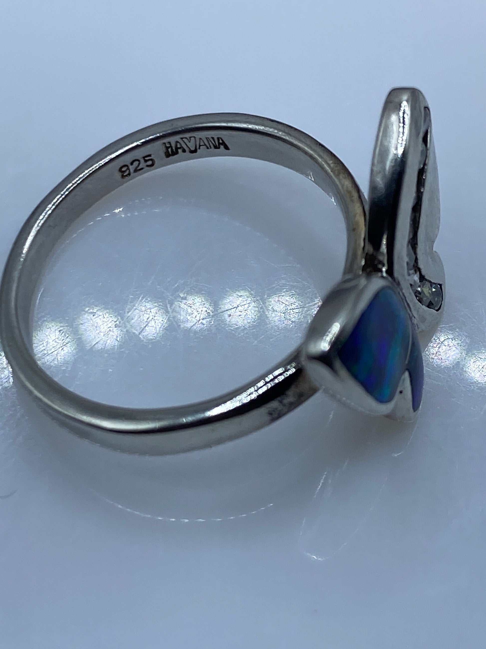 Anillo de Plata Ópalo de Fuego Azul — Mariposa Taxco — foto 5