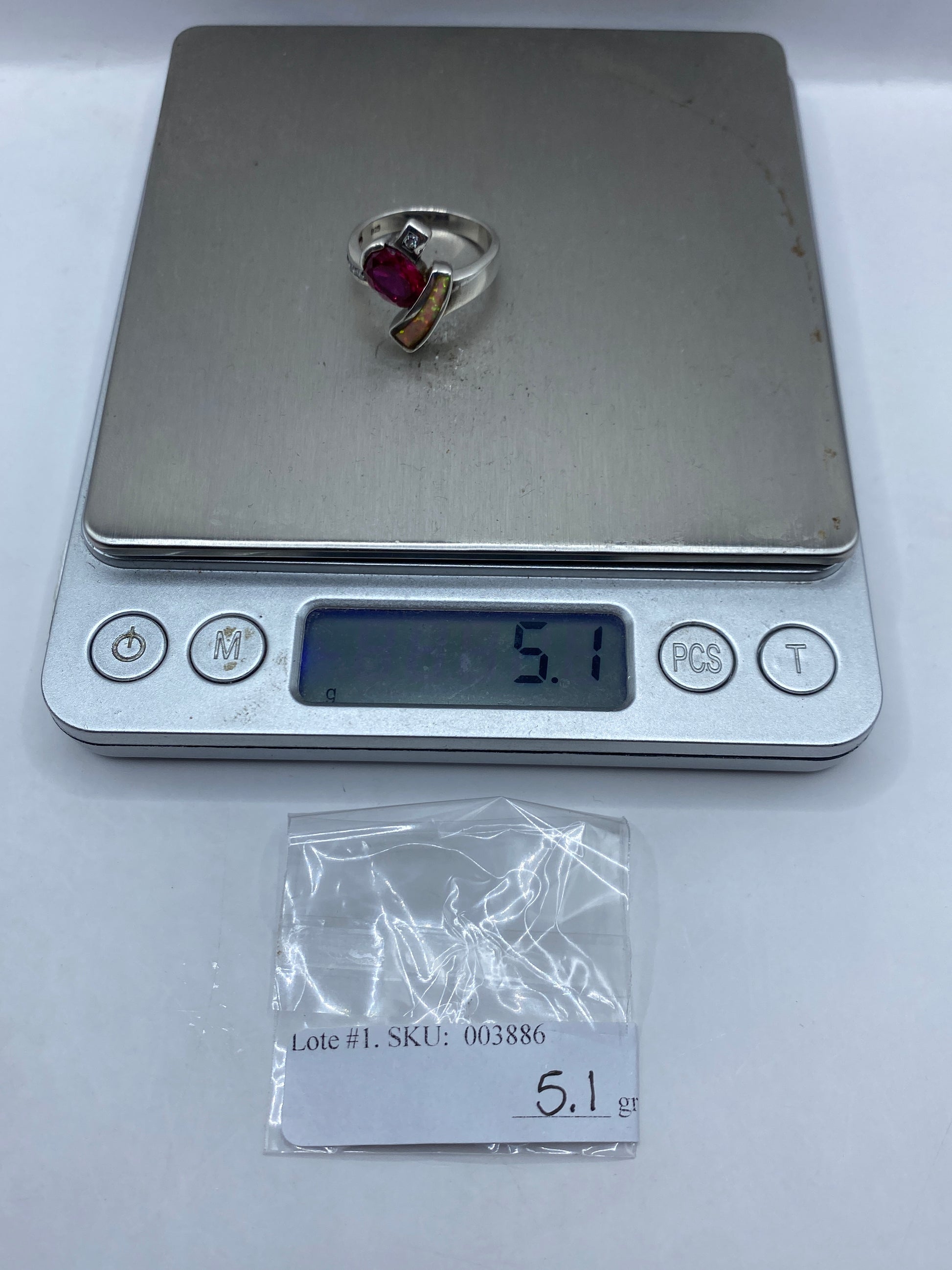 Anillo de Plata Ópalo de Fuego Rosa — Diseño Moderno Taxco — foto 6