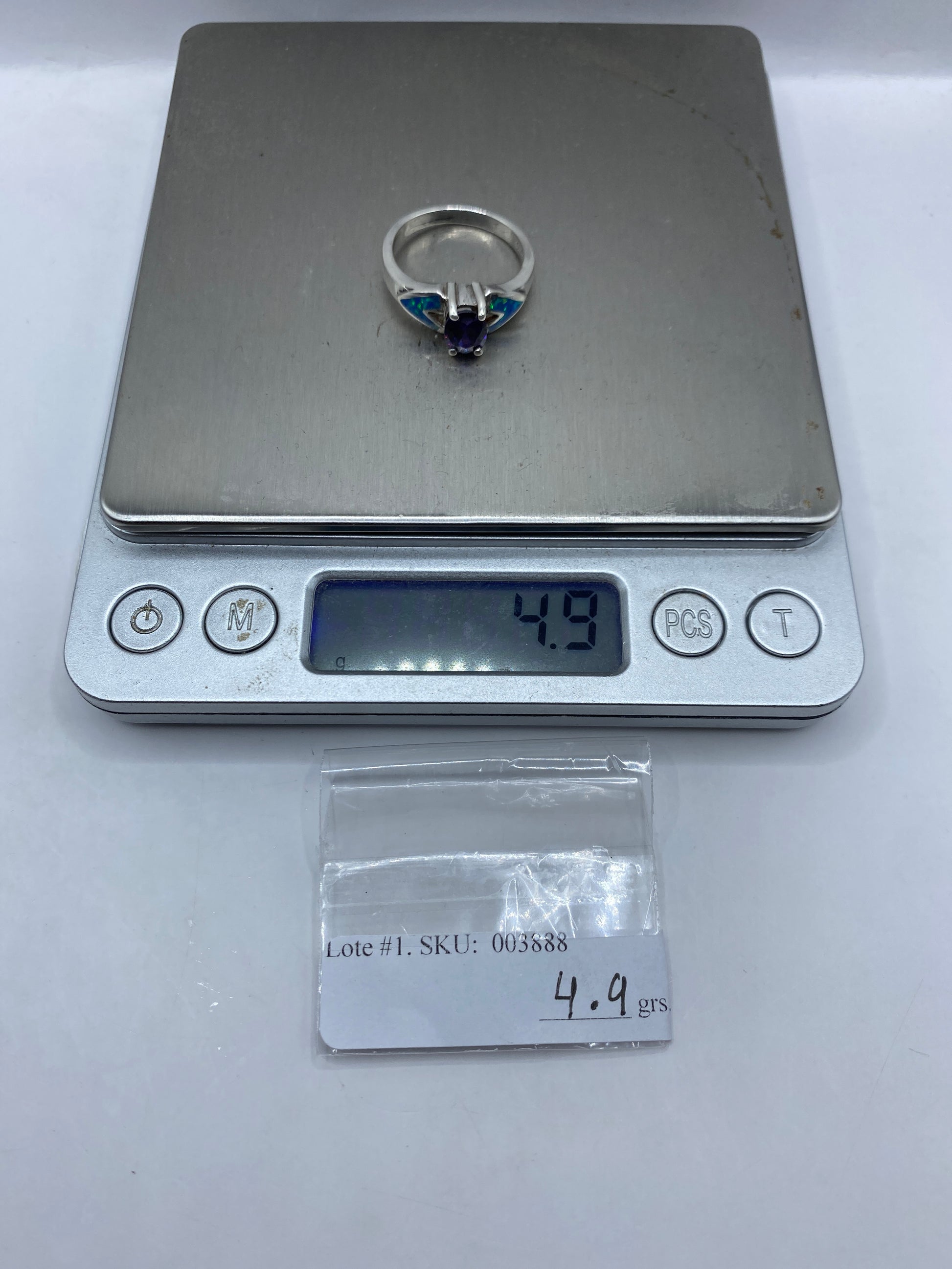 Anillo de Plata con Ópalo de Fuego Azul — Coctel Artesanal — foto 6