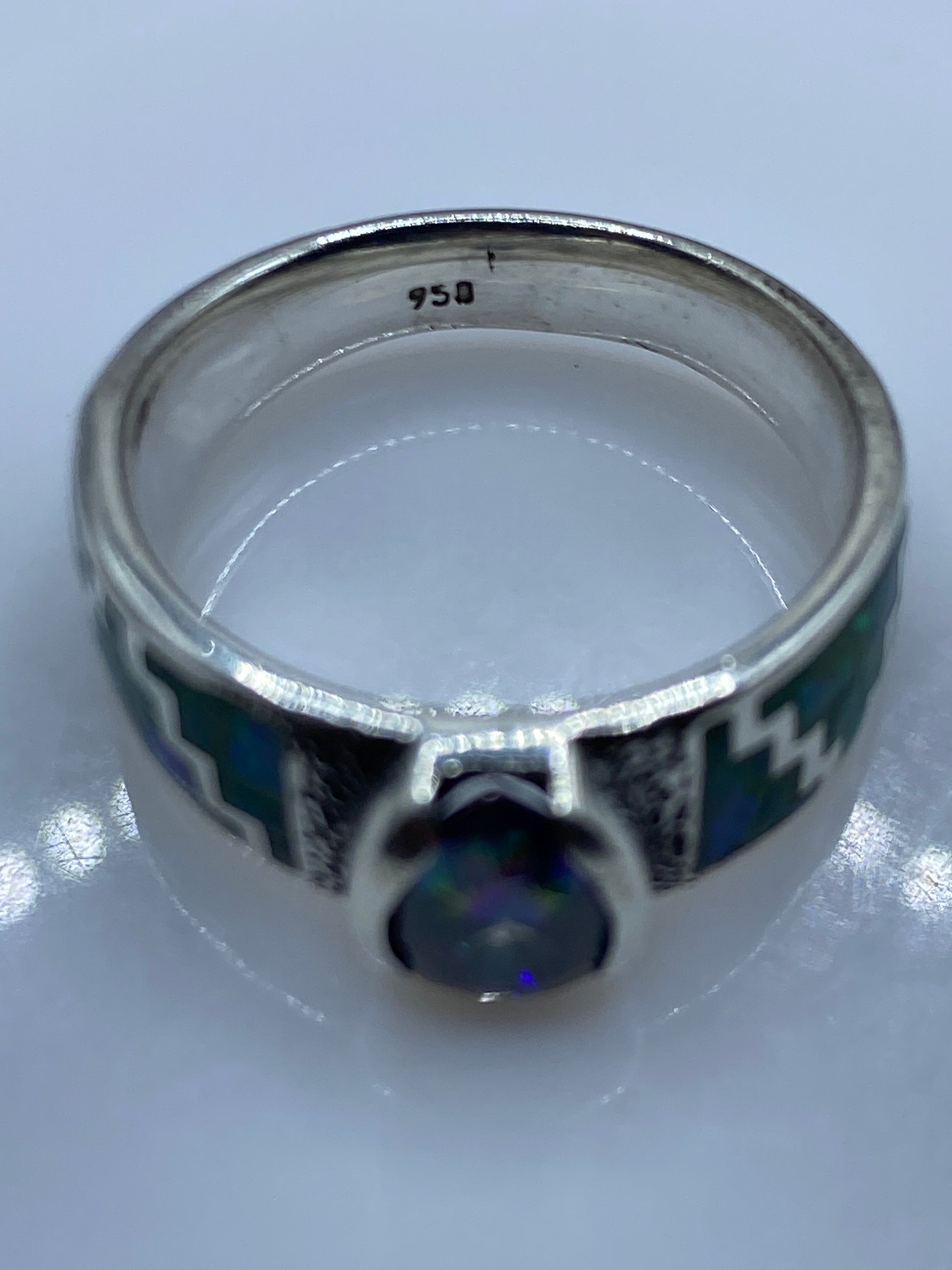 Anillo Plata .950 Ópalo de Fuego Verde Limón — Prehispánico — foto 5