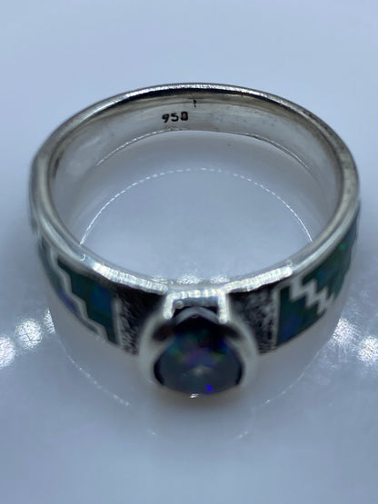 Anillo Plata .950 Ópalo de Fuego Verde Limón — Prehispánico — foto 5