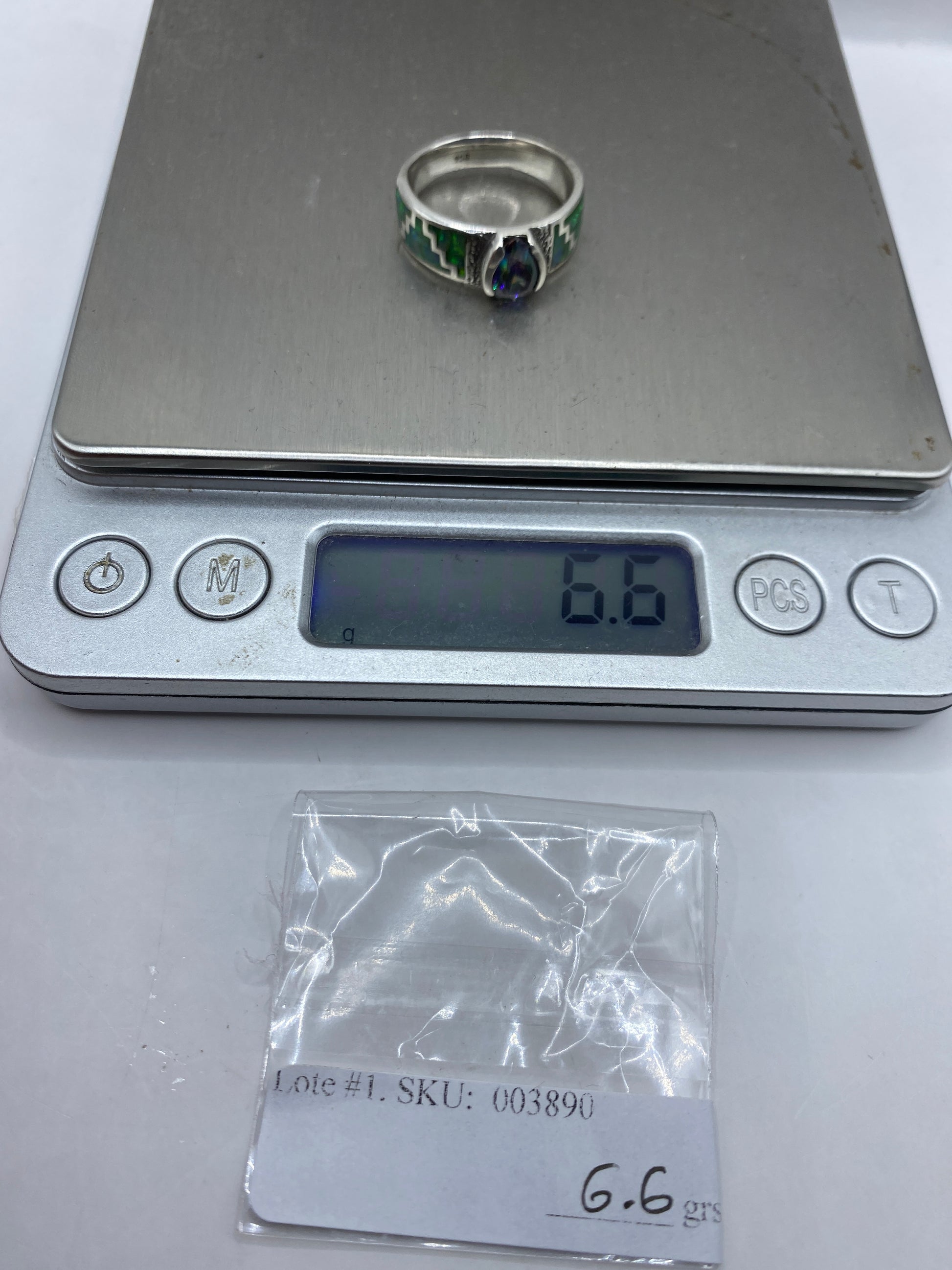Anillo Plata .950 Ópalo de Fuego Verde Limón — Prehispánico — foto 6