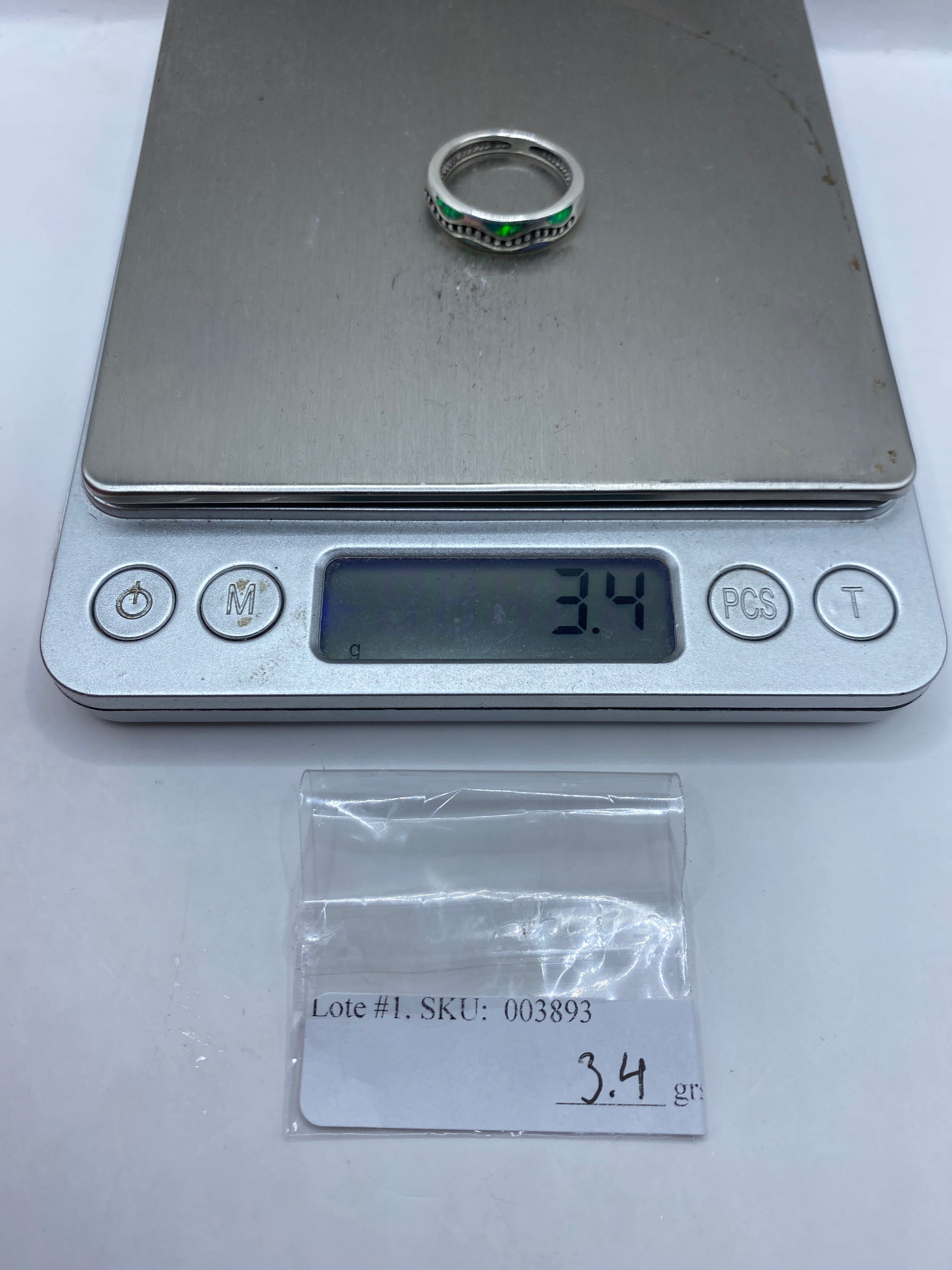 Anillo de Plata Ópalo de Fuego Verde — Étnico Taxco .950 — foto 6