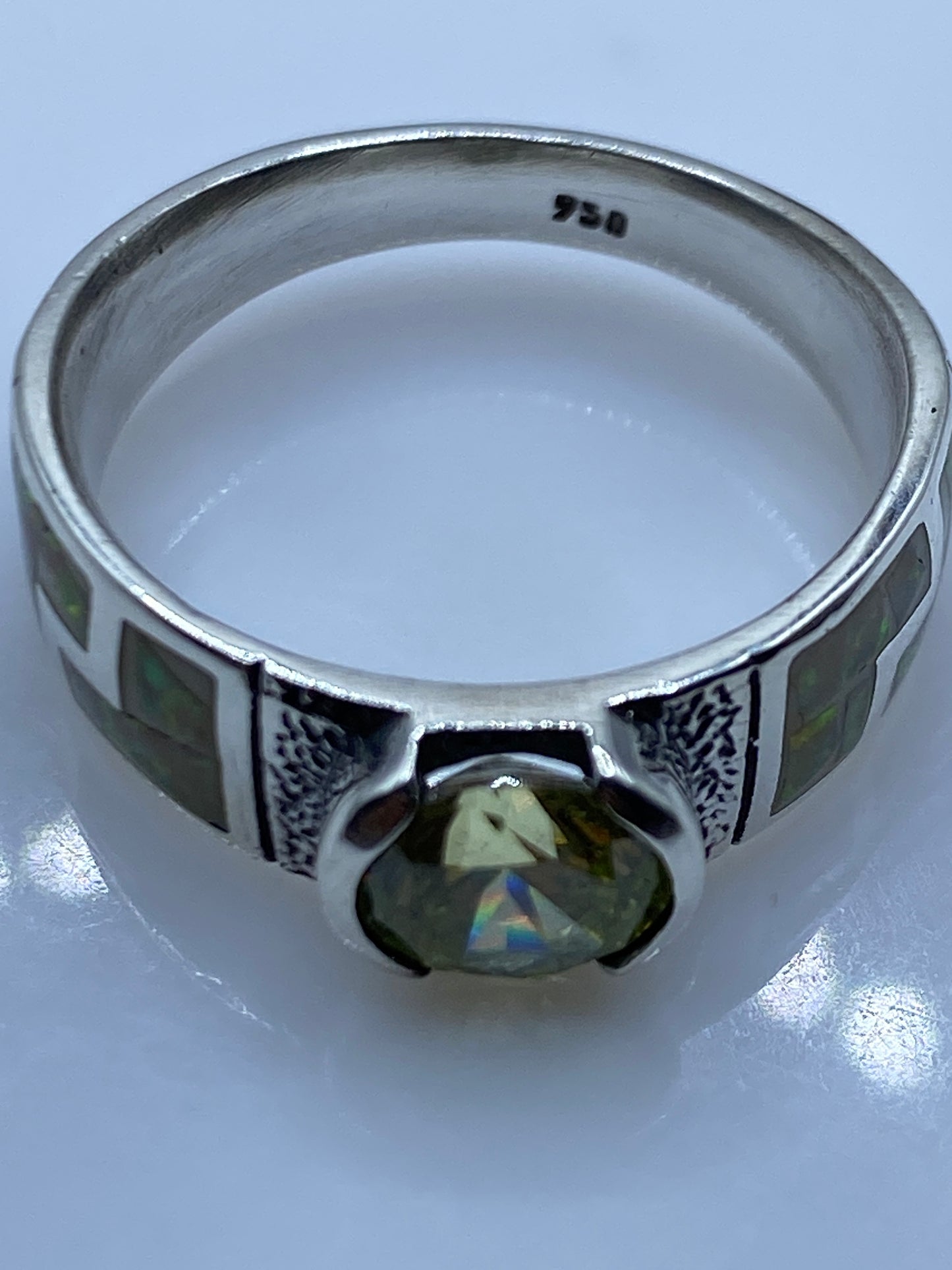 Anillo Solitario Ópalo de Fuego Amarillo — Plata .950 Taxco — foto 5