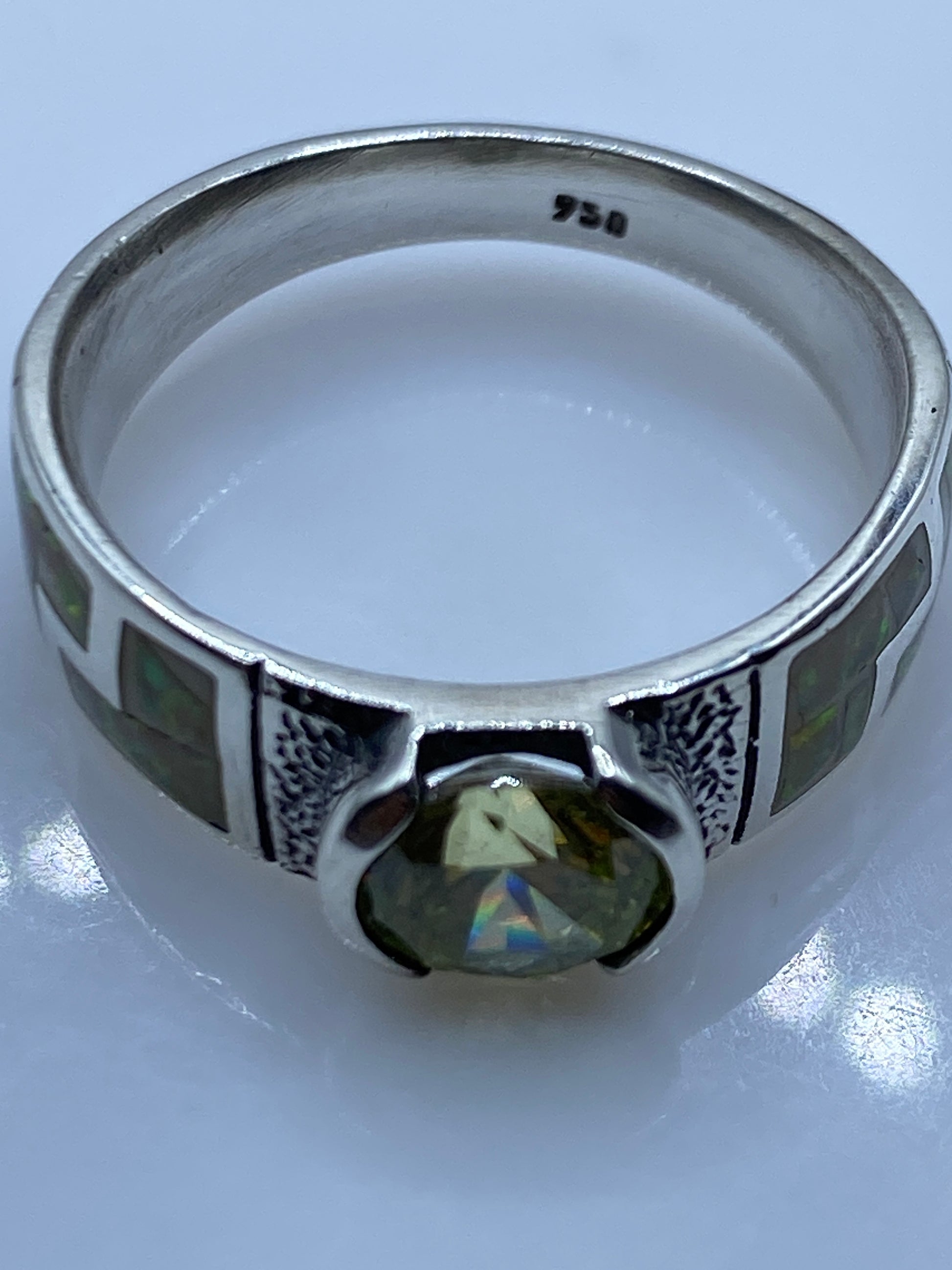 Anillo Solitario Ópalo de Fuego Amarillo — Plata .950 Taxco — foto 5