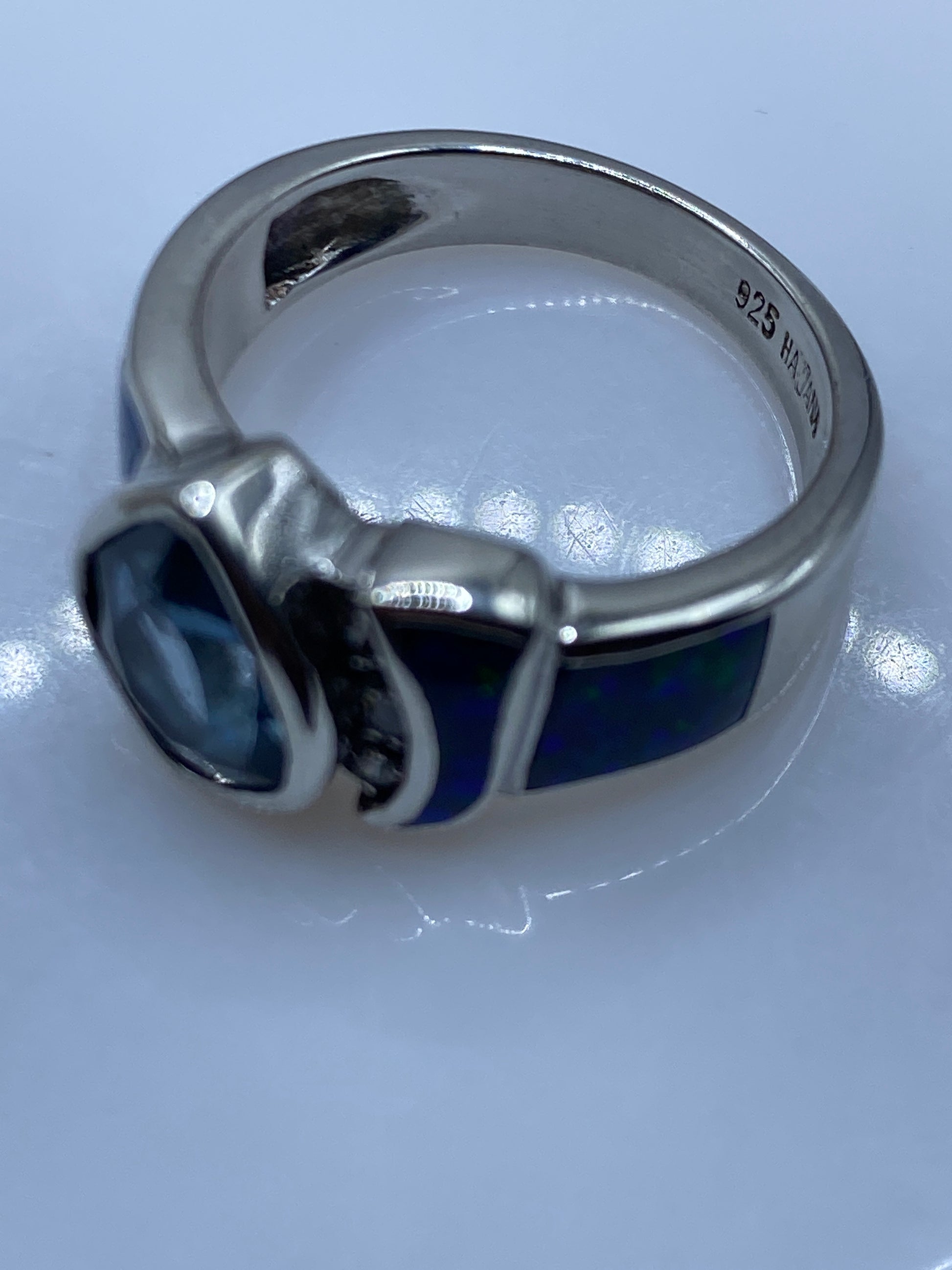 Anillo de Plata Ópalo de Fuego Azul — Diseño Artesanal — foto 5