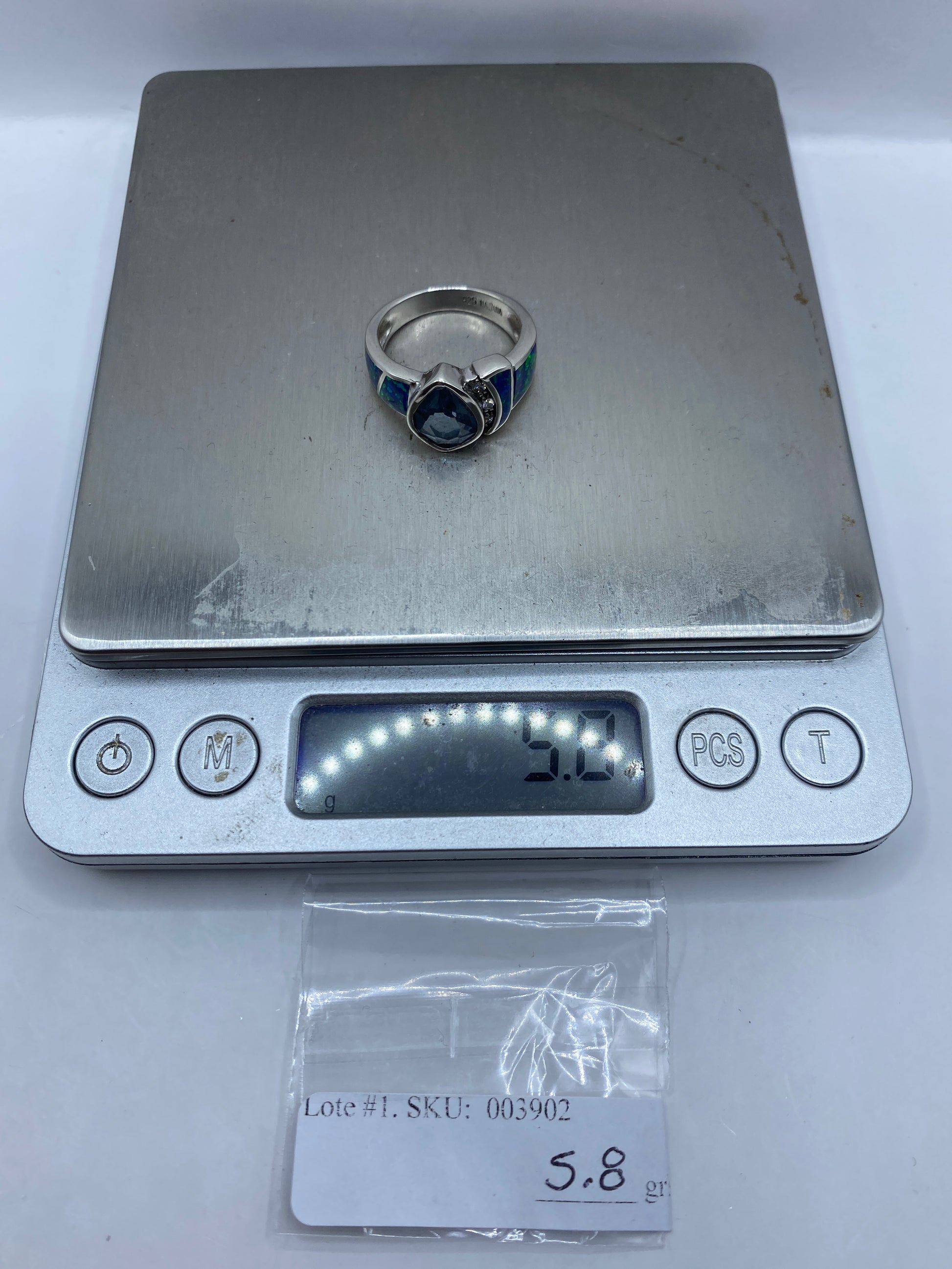 Anillo de Plata Ópalo de Fuego Azul — Diseño Artesanal — foto 6