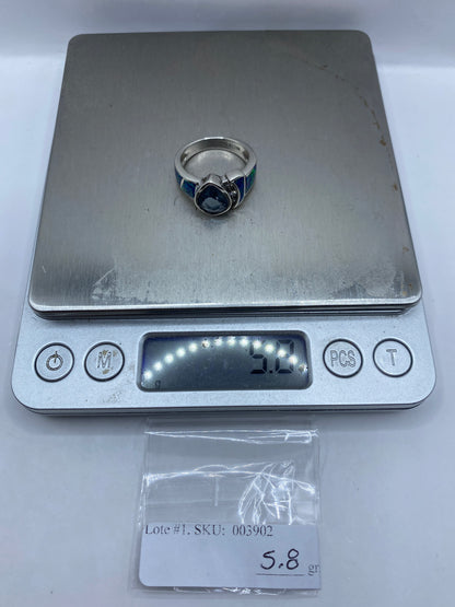 Anillo de Plata Ópalo de Fuego Azul — Diseño Artesanal — foto 6