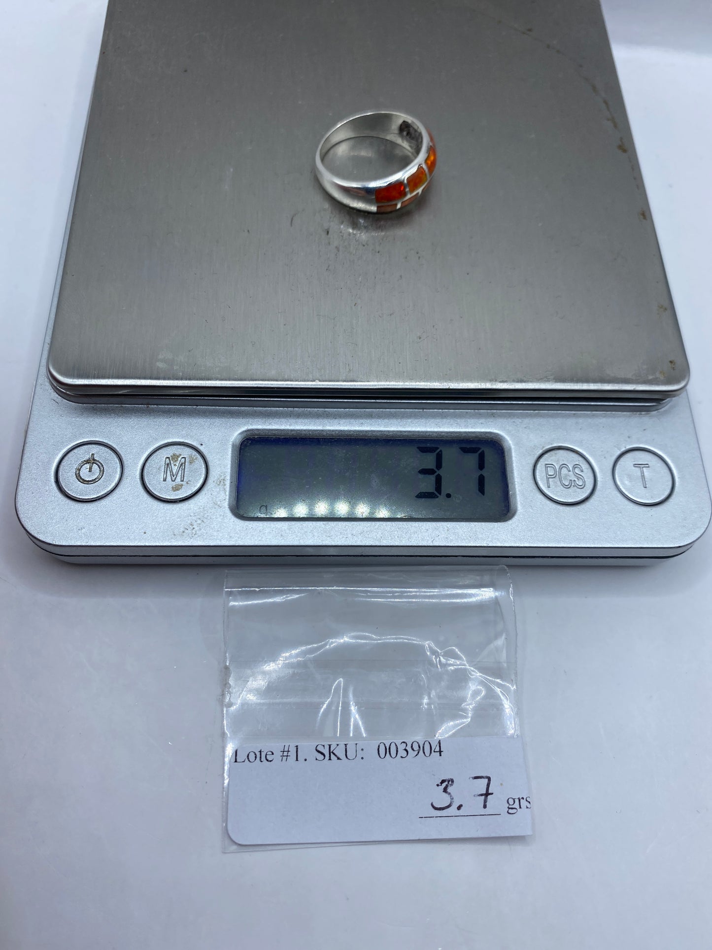 Anillo de Plata Ópalo de Fuego Naranja — Engaste Artesanal — foto 6