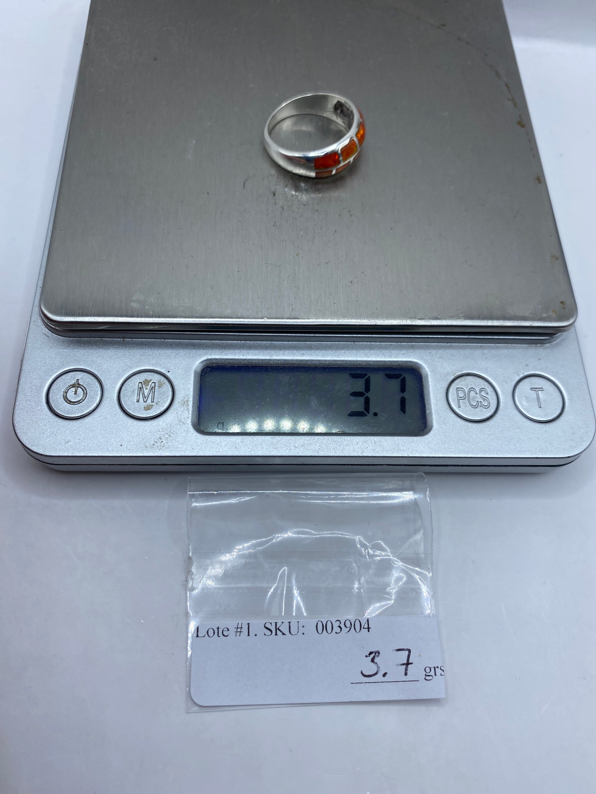 Anillo de Plata Ópalo de Fuego Naranja — Engaste Artesanal — foto 6