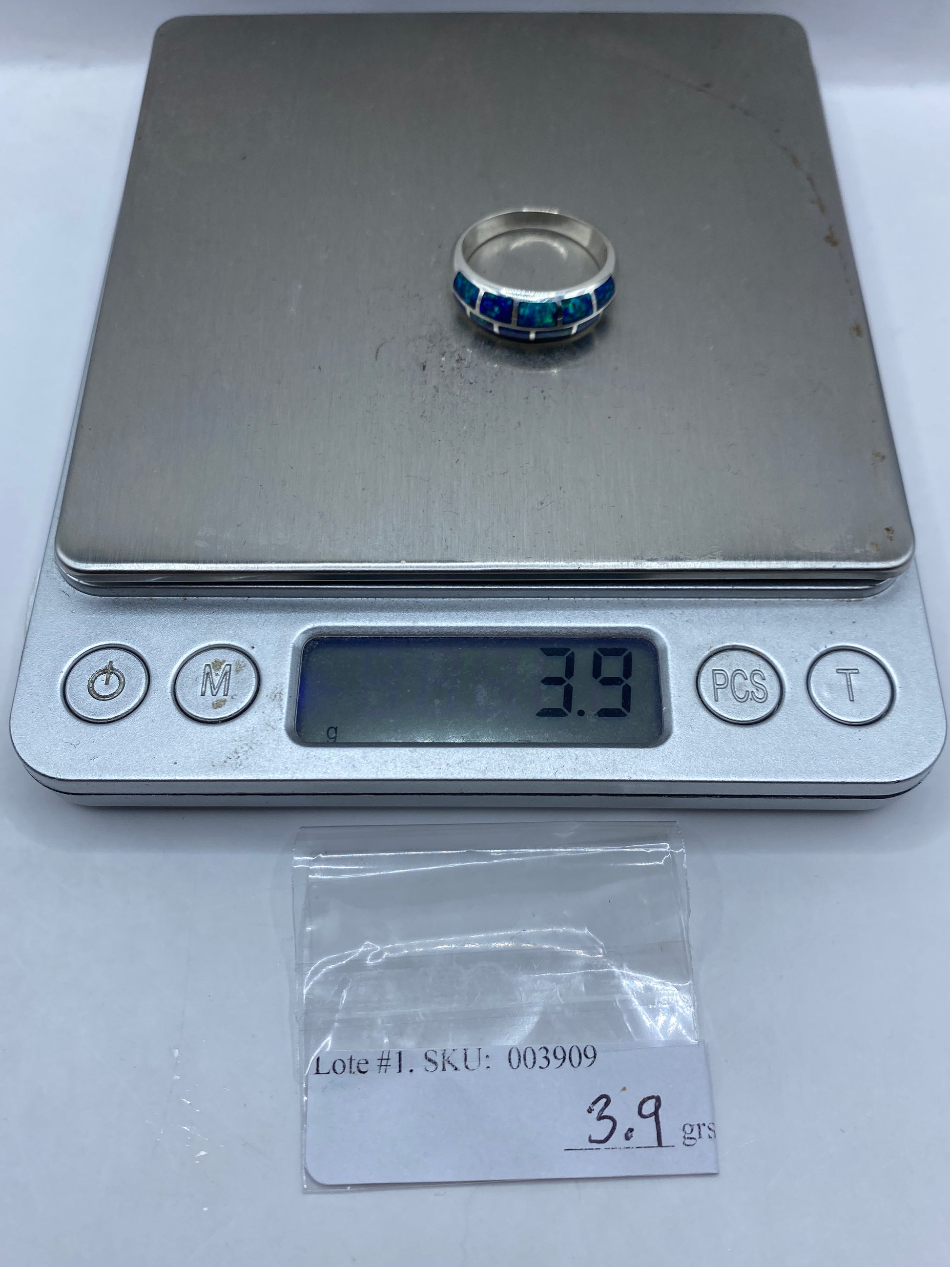 Anillo de Plata .950 Ópalo de Fuego Azul — Moderno — foto 6