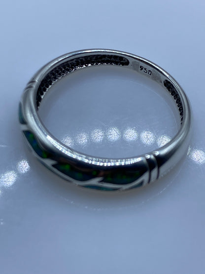 Anillo de Plata Ópalo de Fuego Verde — Diseño Contemporáneo — foto 5