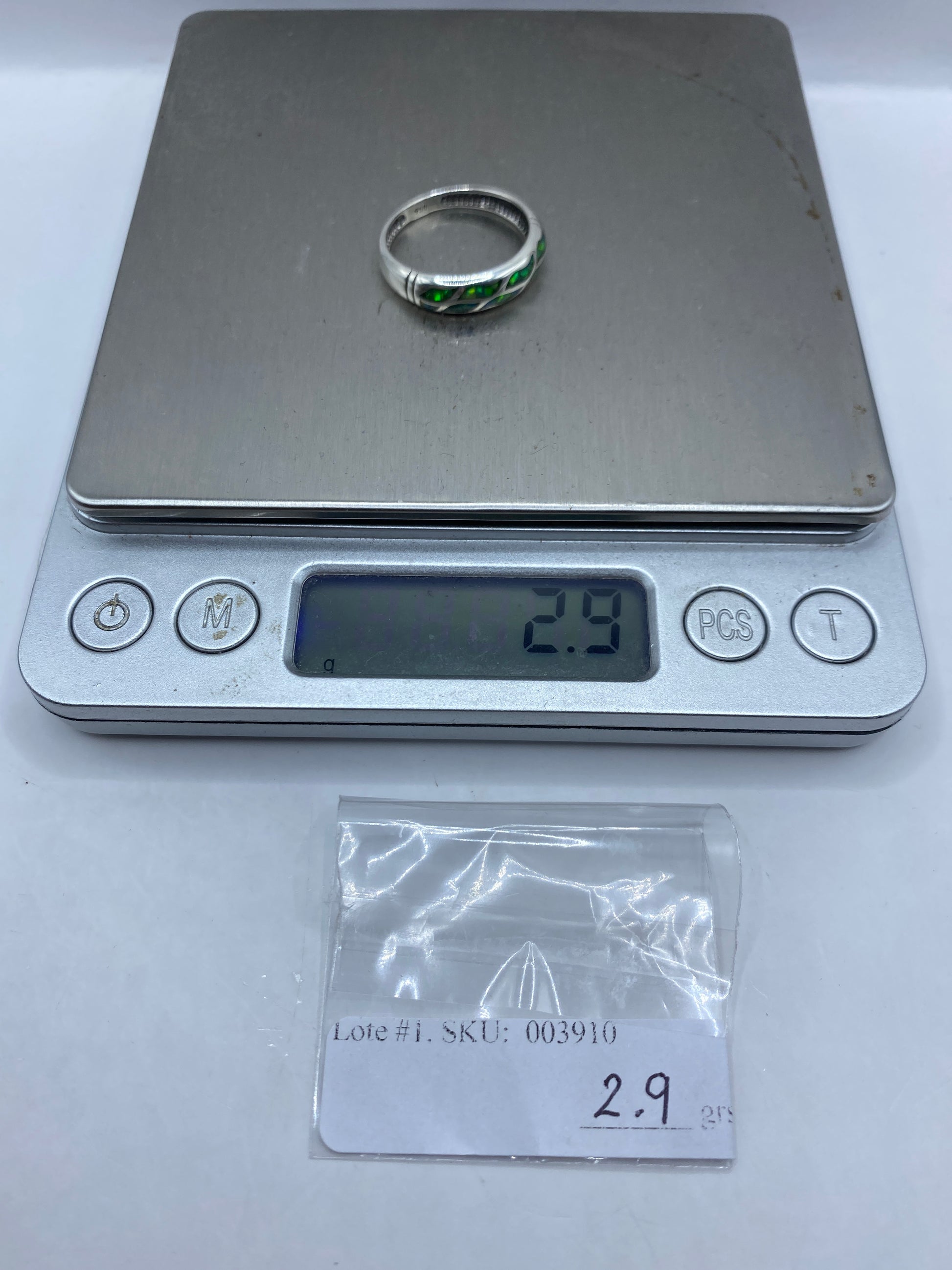Anillo de Plata Ópalo de Fuego Verde — Diseño Contemporáneo — foto 6