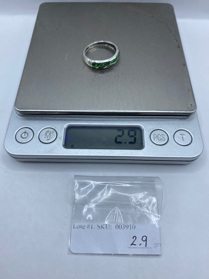 Anillo de Plata Ópalo de Fuego Verde — Diseño Contemporáneo — foto 6