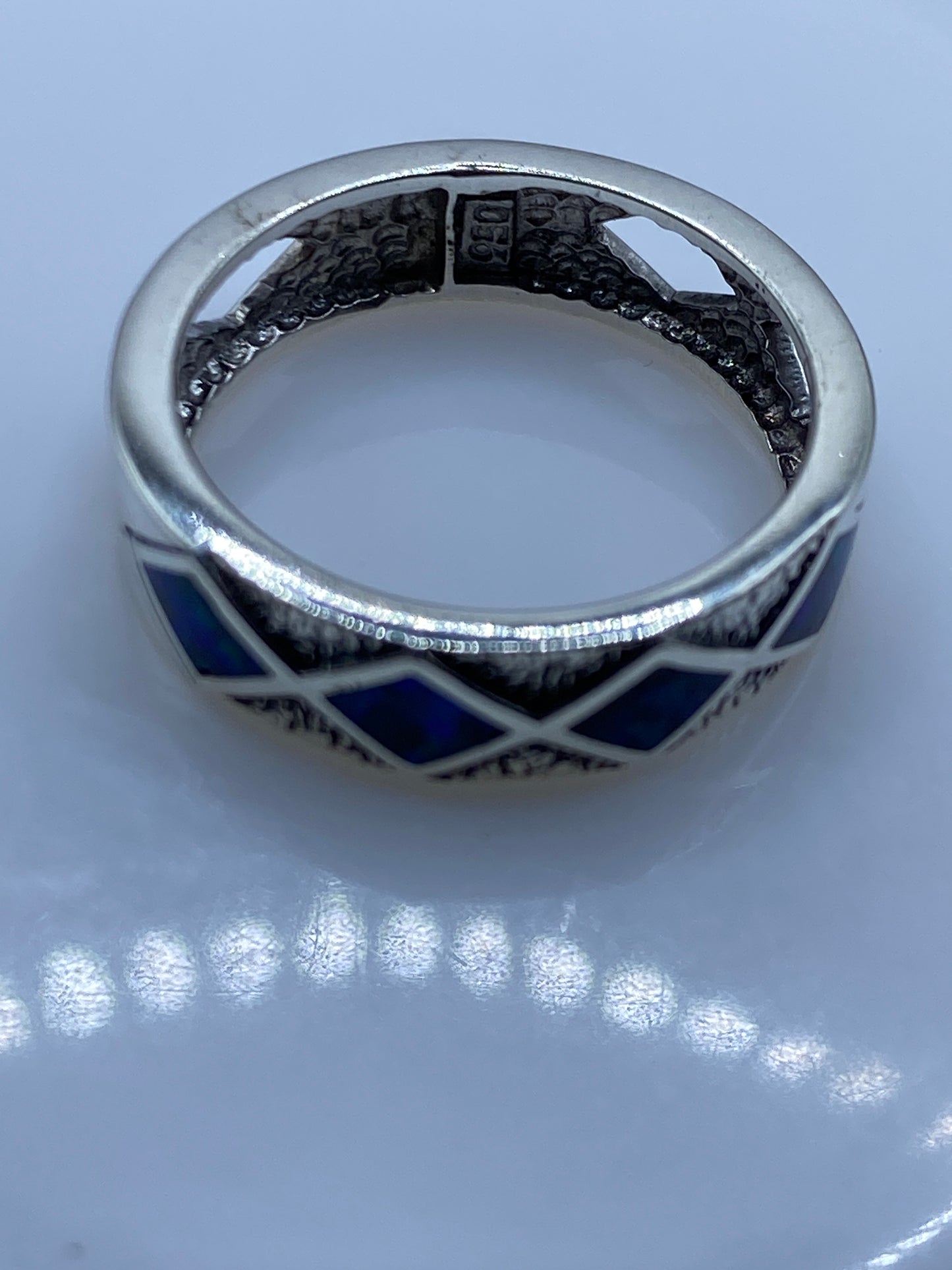 Anillo de Plata .950 Ópalo de Fuego Azul — Unisex — foto 5