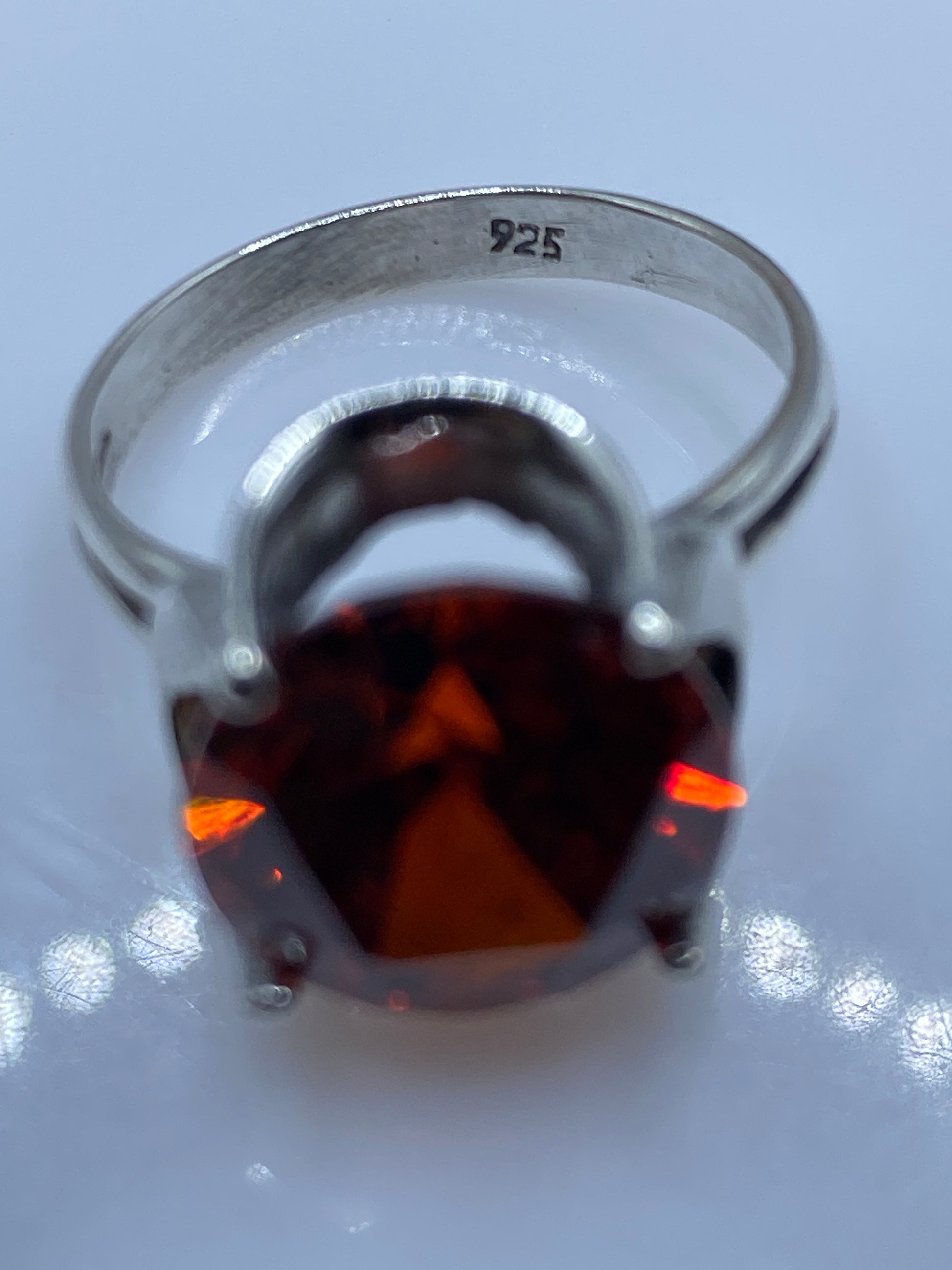 Anillo de Plata Circonia Naranja Fuego — Cóctel Solitario — foto 5