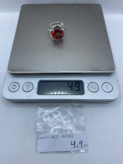 Anillo de Plata Circonia Naranja Fuego — Cóctel Solitario — foto 6