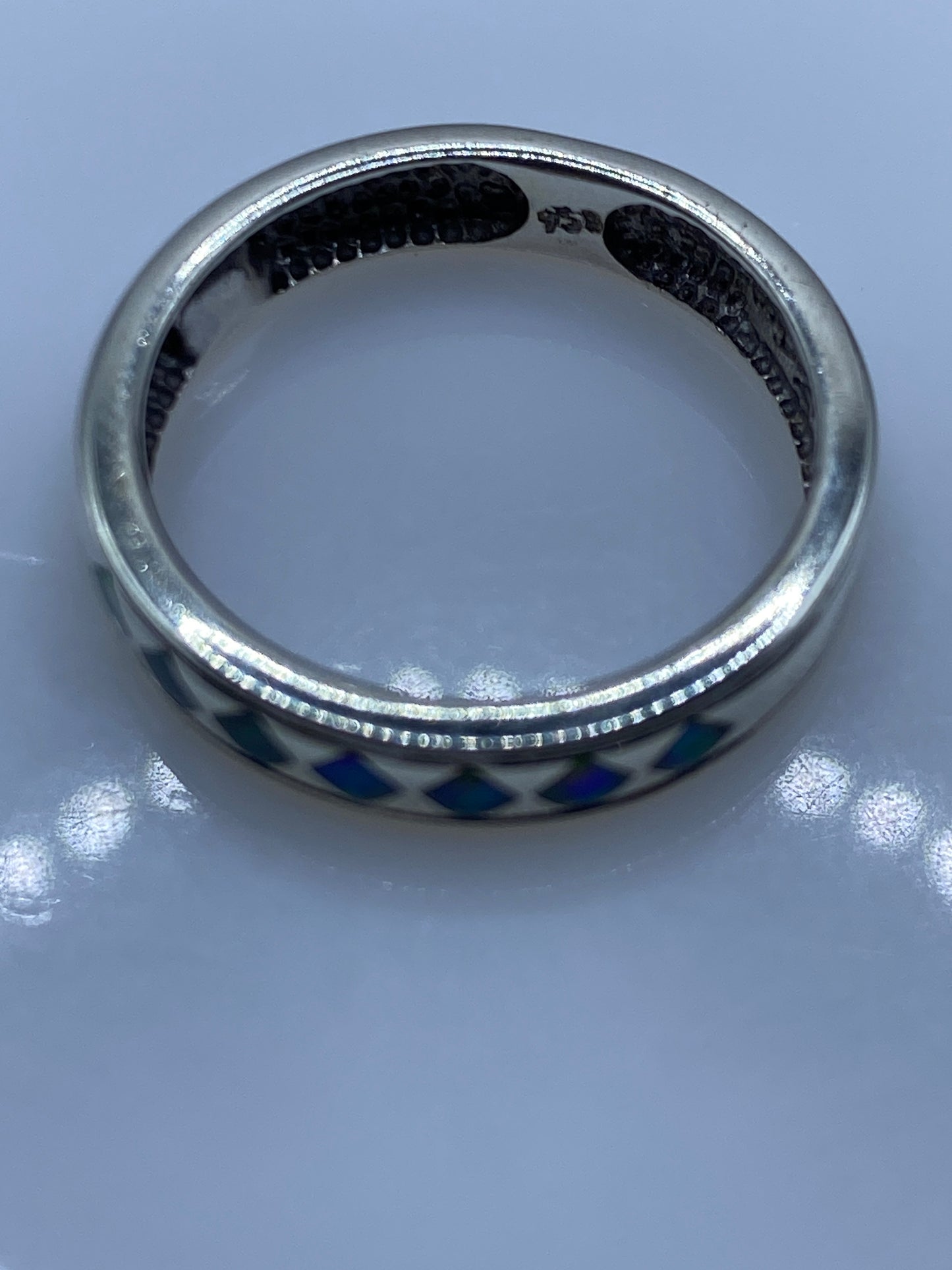 Anillo Plata Ópalo de Fuego Azul — Diseño Unisex .950 — foto 5