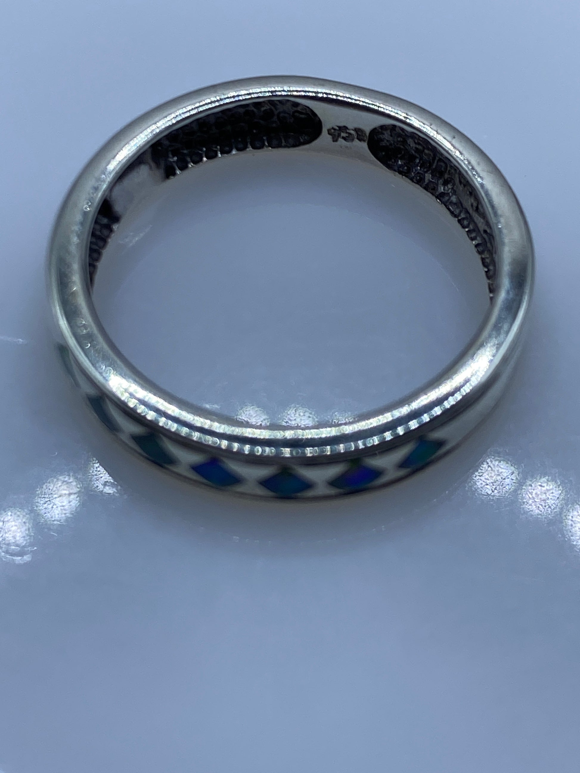 Anillo Plata Ópalo de Fuego Azul — Diseño Unisex .950 — foto 5
