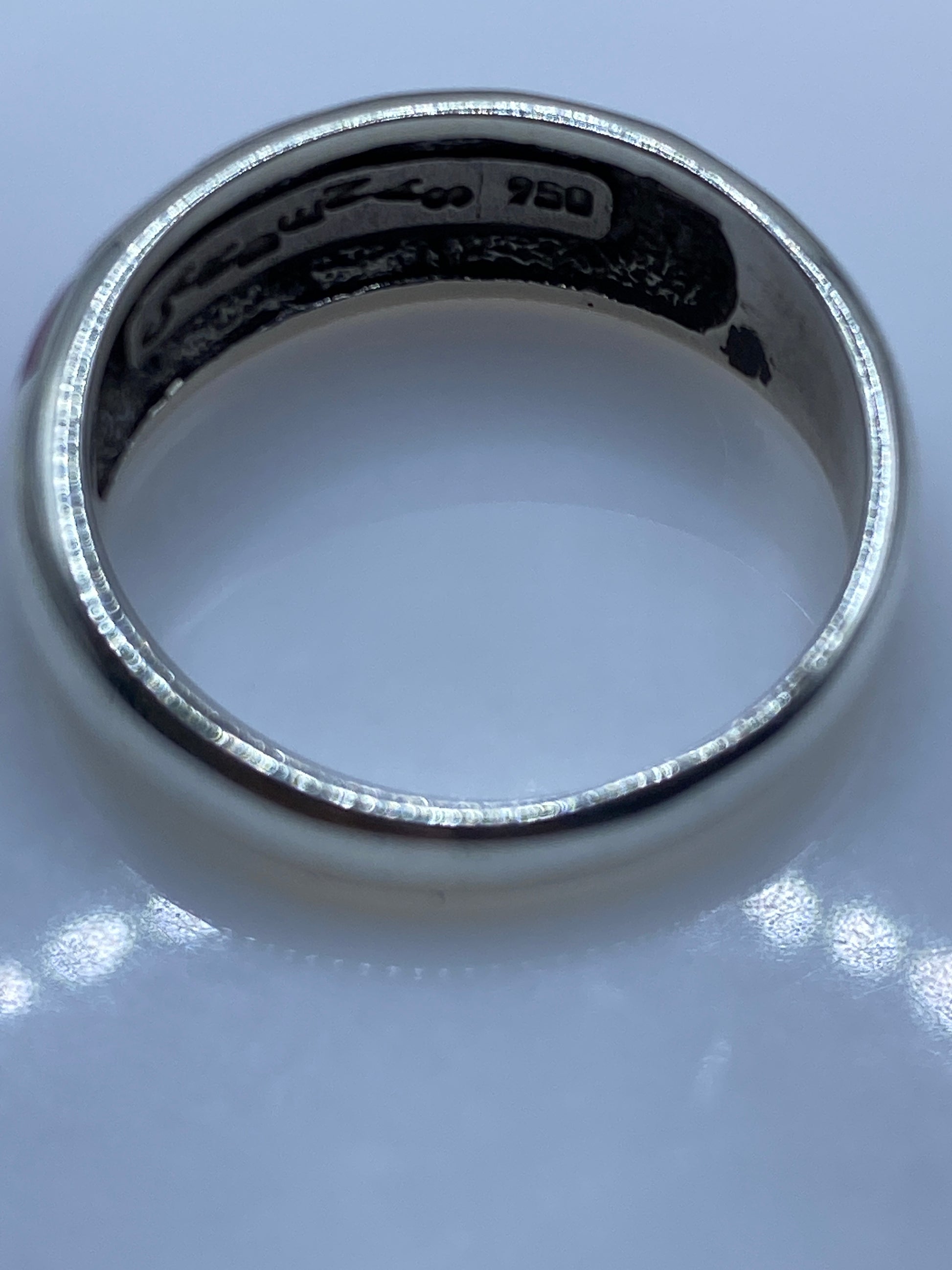 Anillo Plata .950 Ópalo de Fuego Rosa — Banda Elegante — foto 5