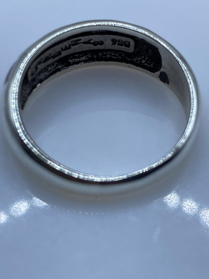 Anillo Plata .950 Ópalo de Fuego Rosa — Banda Elegante — foto 5