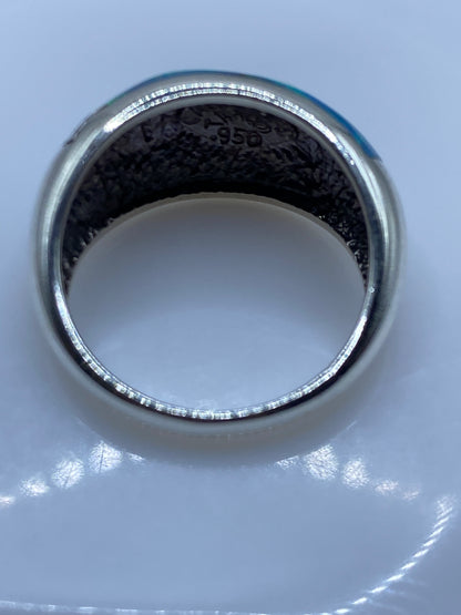 Anillo de Plata Ópalo de Fuego Azul Cielo — Diseño Étnico — foto 5