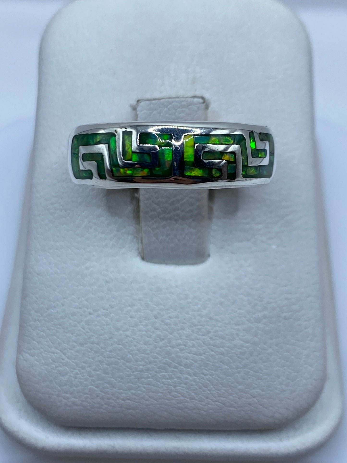 Anillo Plata .950 Ópalo de Fuego Verde Limón Étnico — foto 1