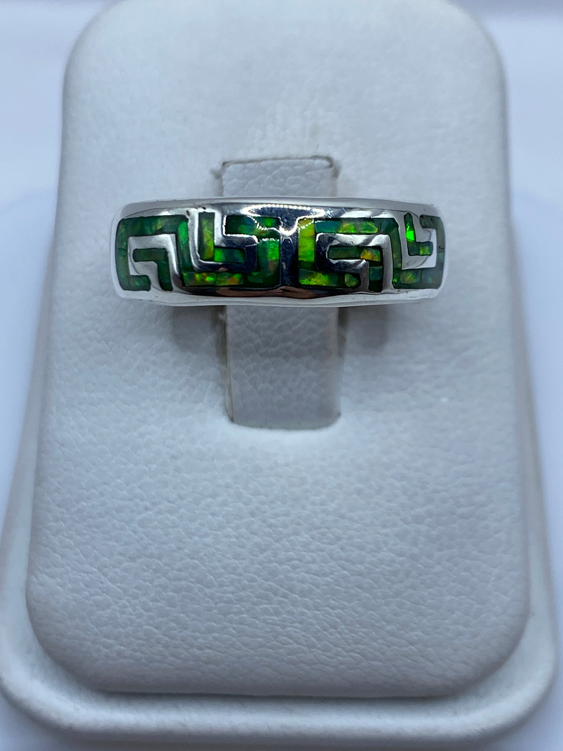 Anillo Plata .950 Ópalo de Fuego Verde Limón Étnico — foto 1