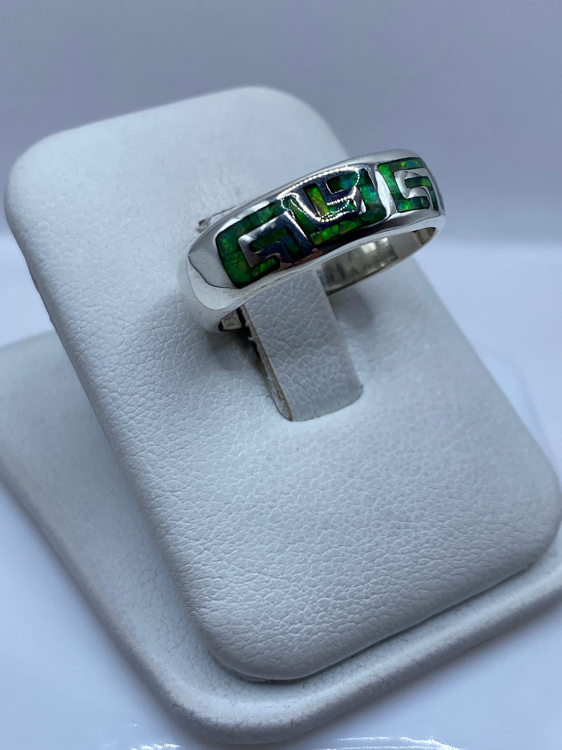Anillo Plata .950 Ópalo de Fuego Verde Limón Étnico — foto 2