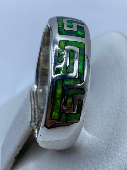Anillo Plata .950 Ópalo de Fuego Verde Limón Étnico — foto 3