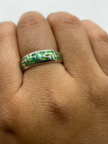 Anillo Plata .950 Ópalo de Fuego Verde Limón Étnico — foto 4