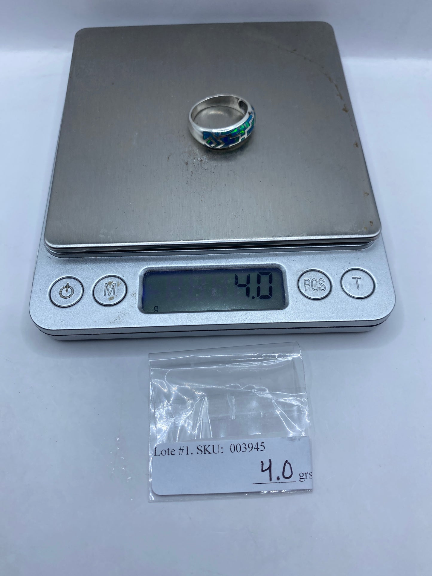 Anillo de Plata Ópalo de Fuego Azul — Diseño Étnico Unisex — foto 6