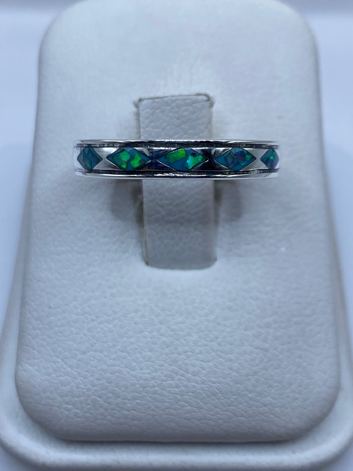 Anillo de Plata Ópalo de Fuego Azul — Diseño Moderno — foto 1