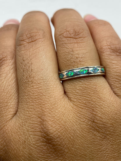 Anillo de Plata Ópalo de Fuego Azul — Diseño Moderno — foto 4