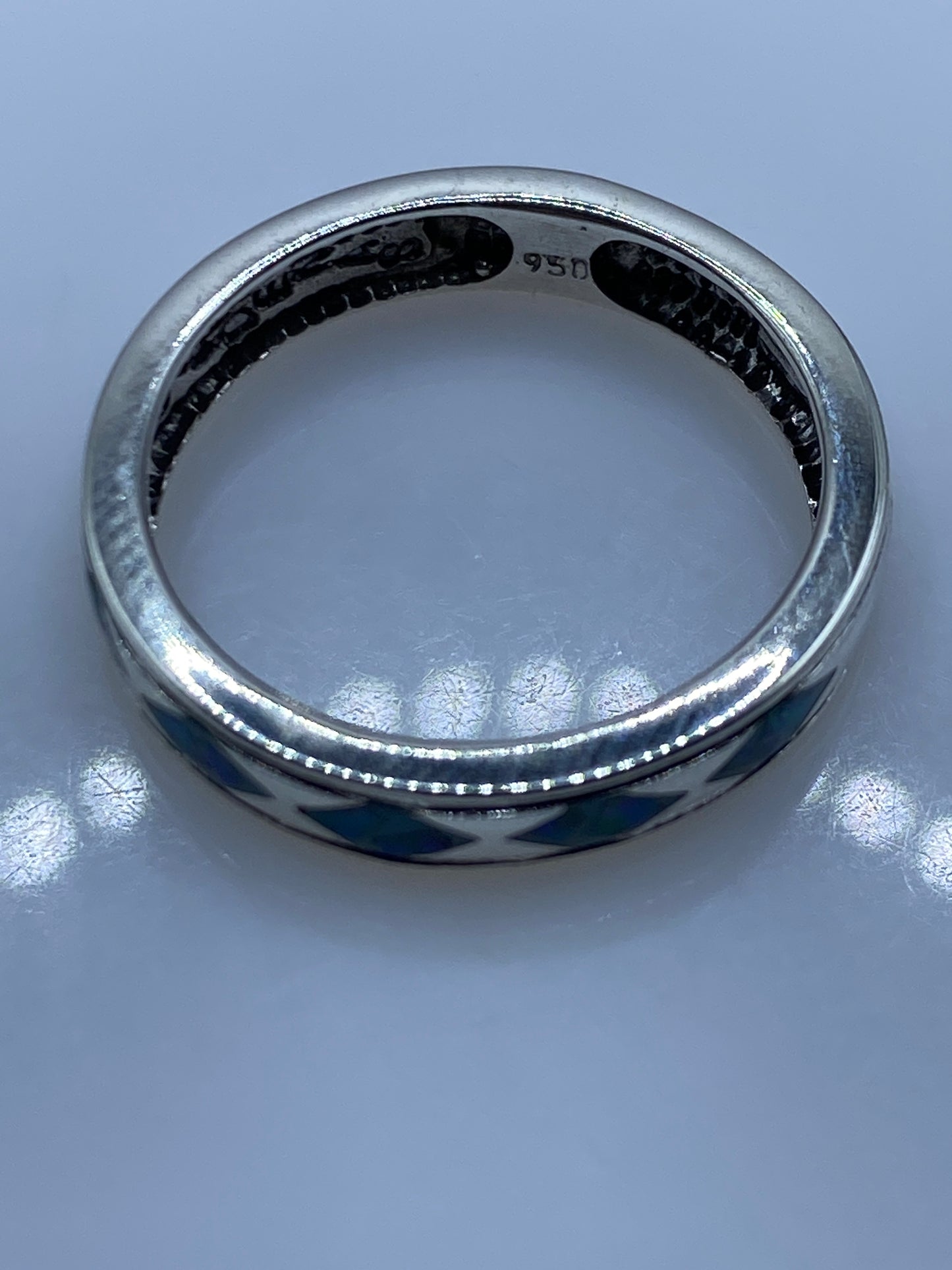 Anillo de Plata Ópalo de Fuego Azul — Diseño Moderno — foto 5
