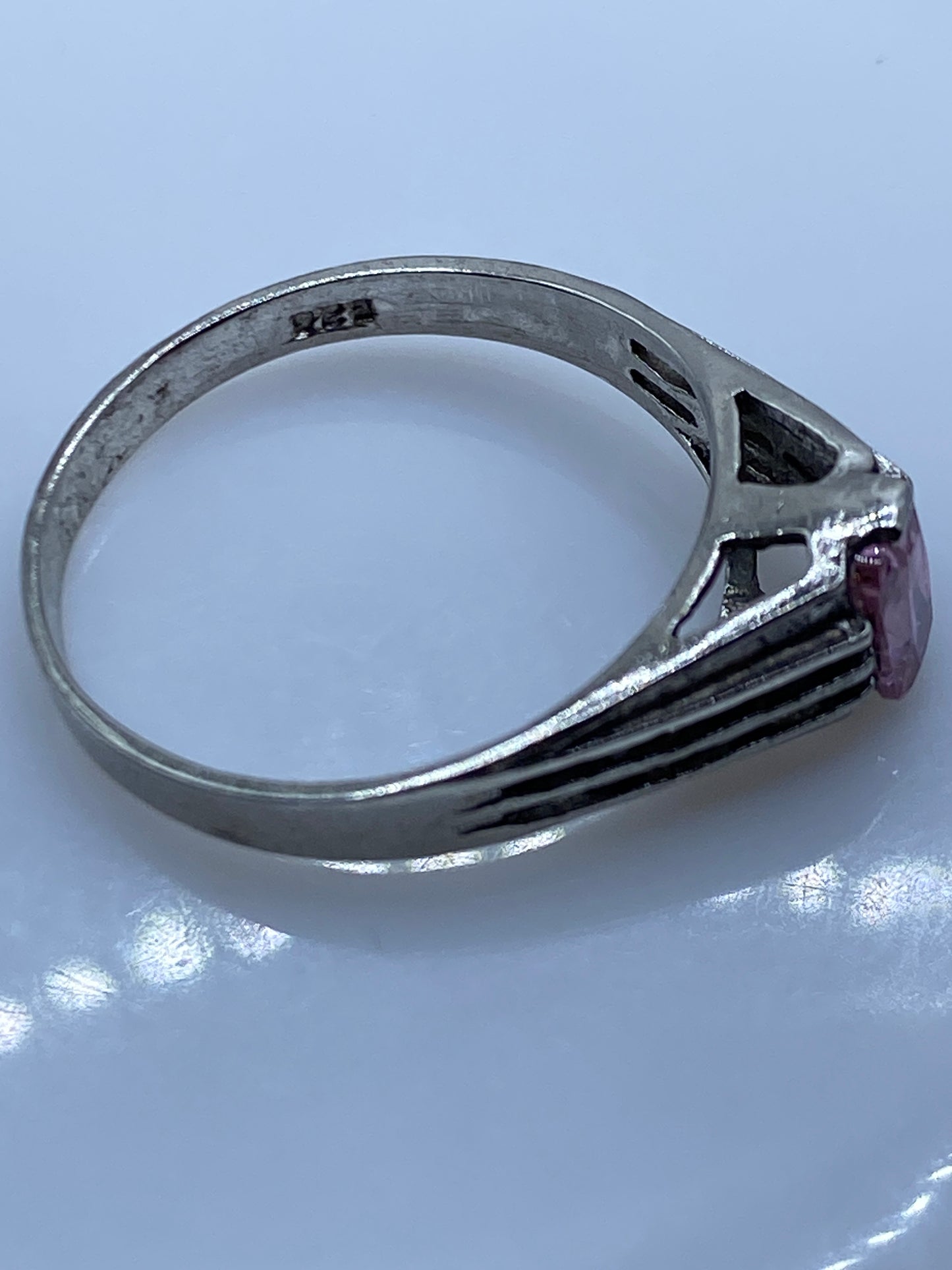 Anillo de Plata Circonia Rosa — Solitario Elegante — foto 5