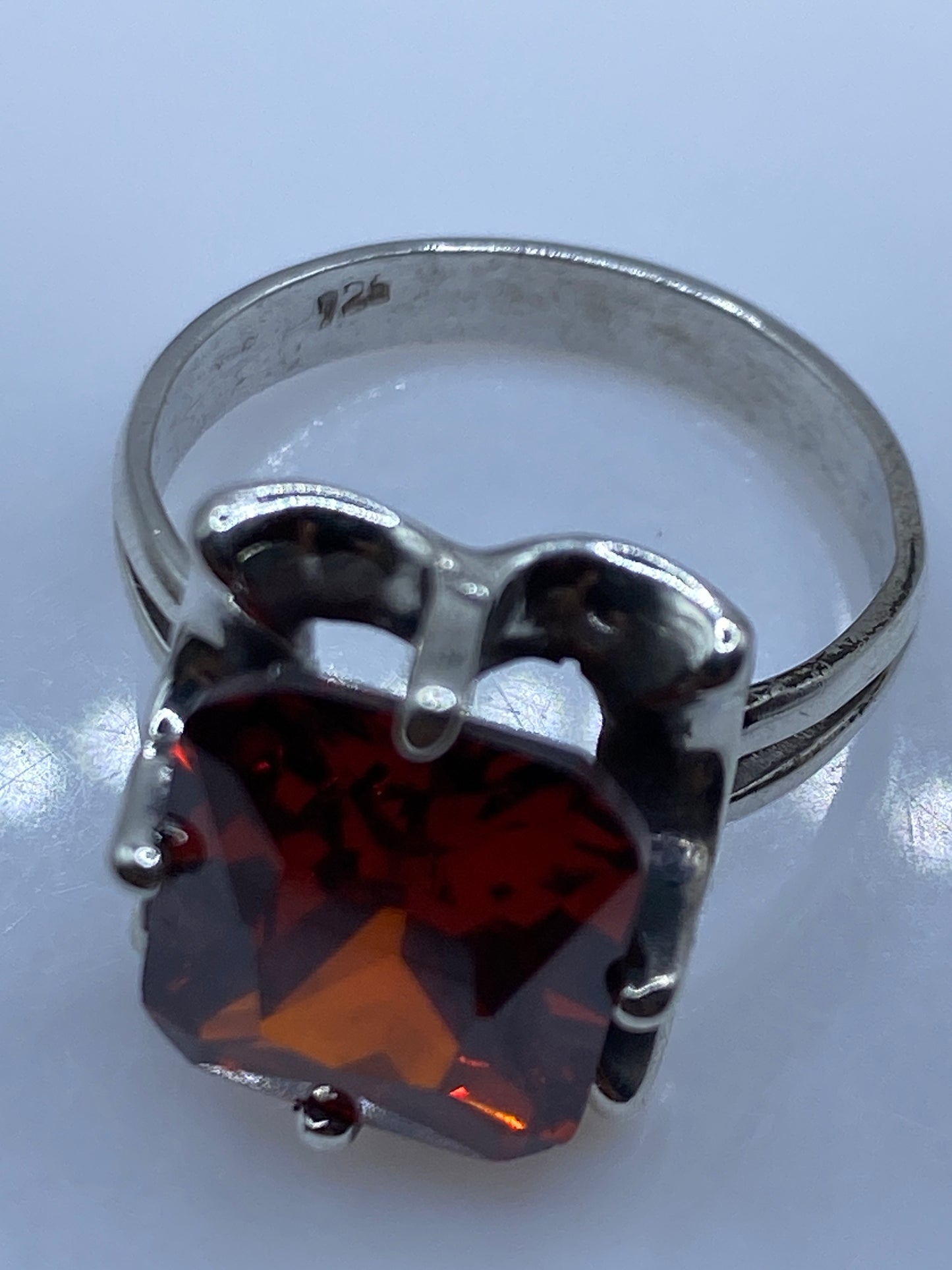 Anillo de Plata Circonia Naranja — Solitario Elegante — foto 5