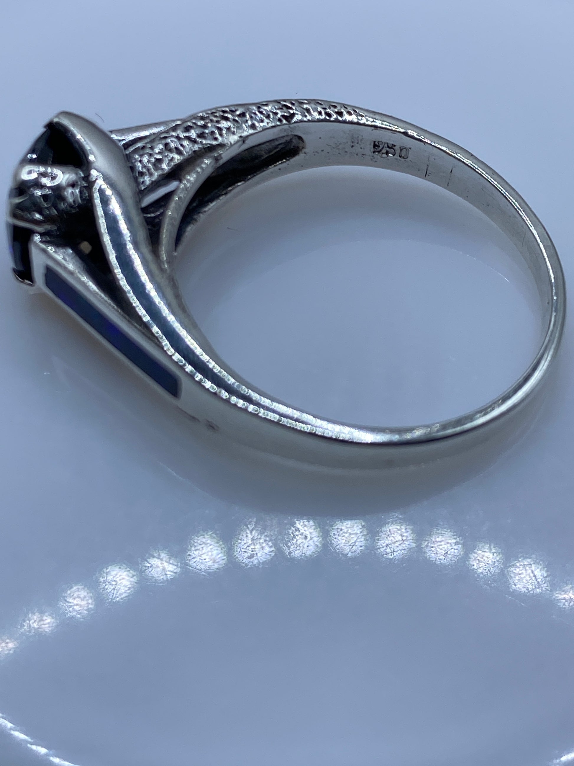 Anillo de Plata Ópalo de Fuego Azul — Clásico Taxco — foto 5